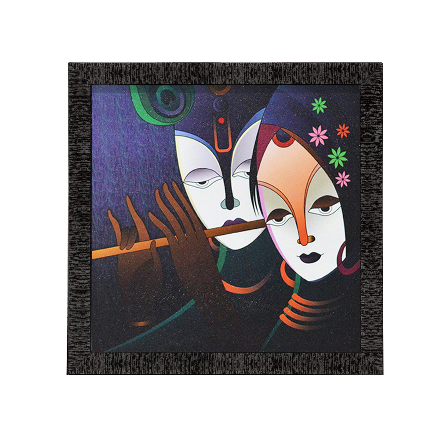 Radha Krishna Painting Digital Printed Abstract Religious Wall Art