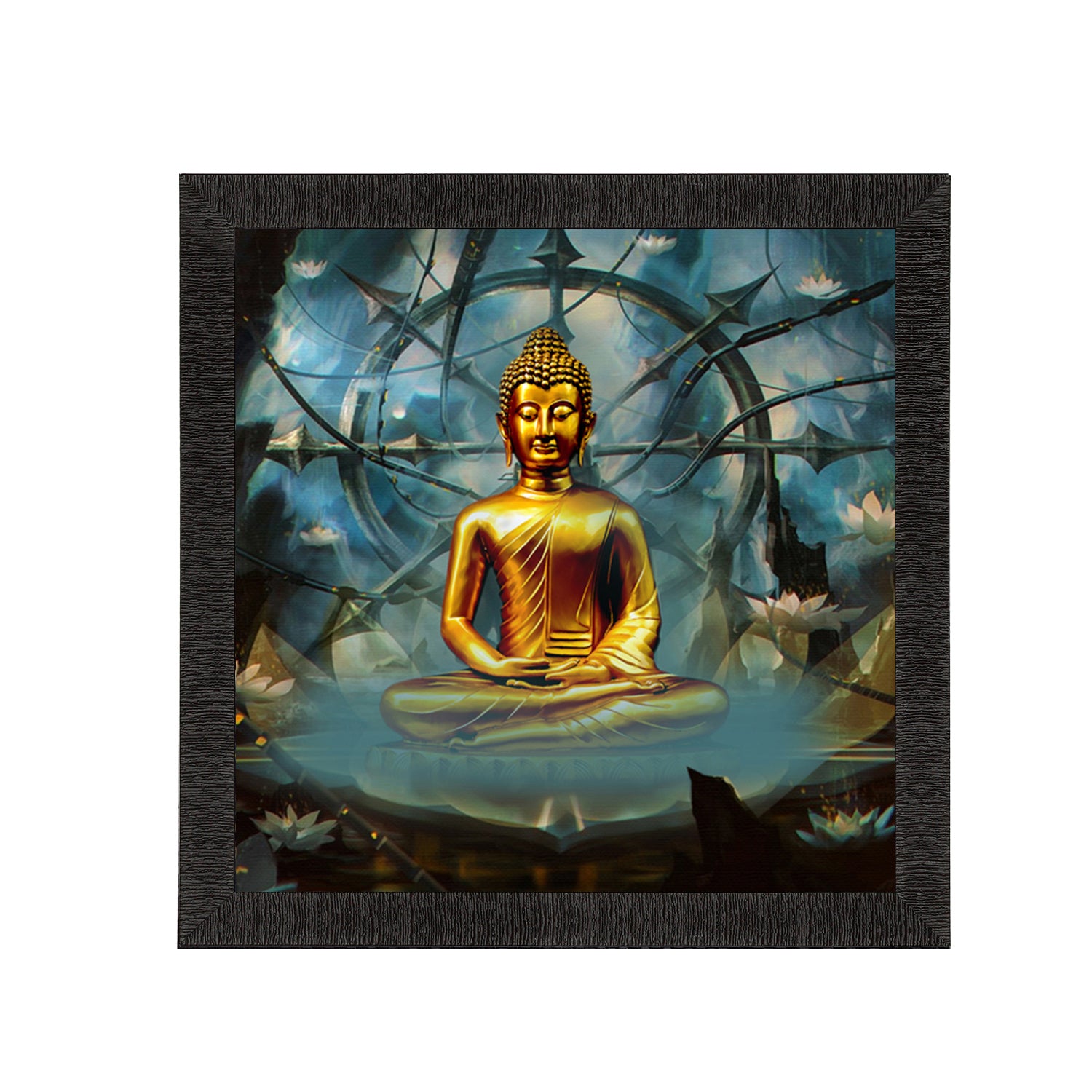 Lord Buddha Painting Digital Printed Religious Wall Art
