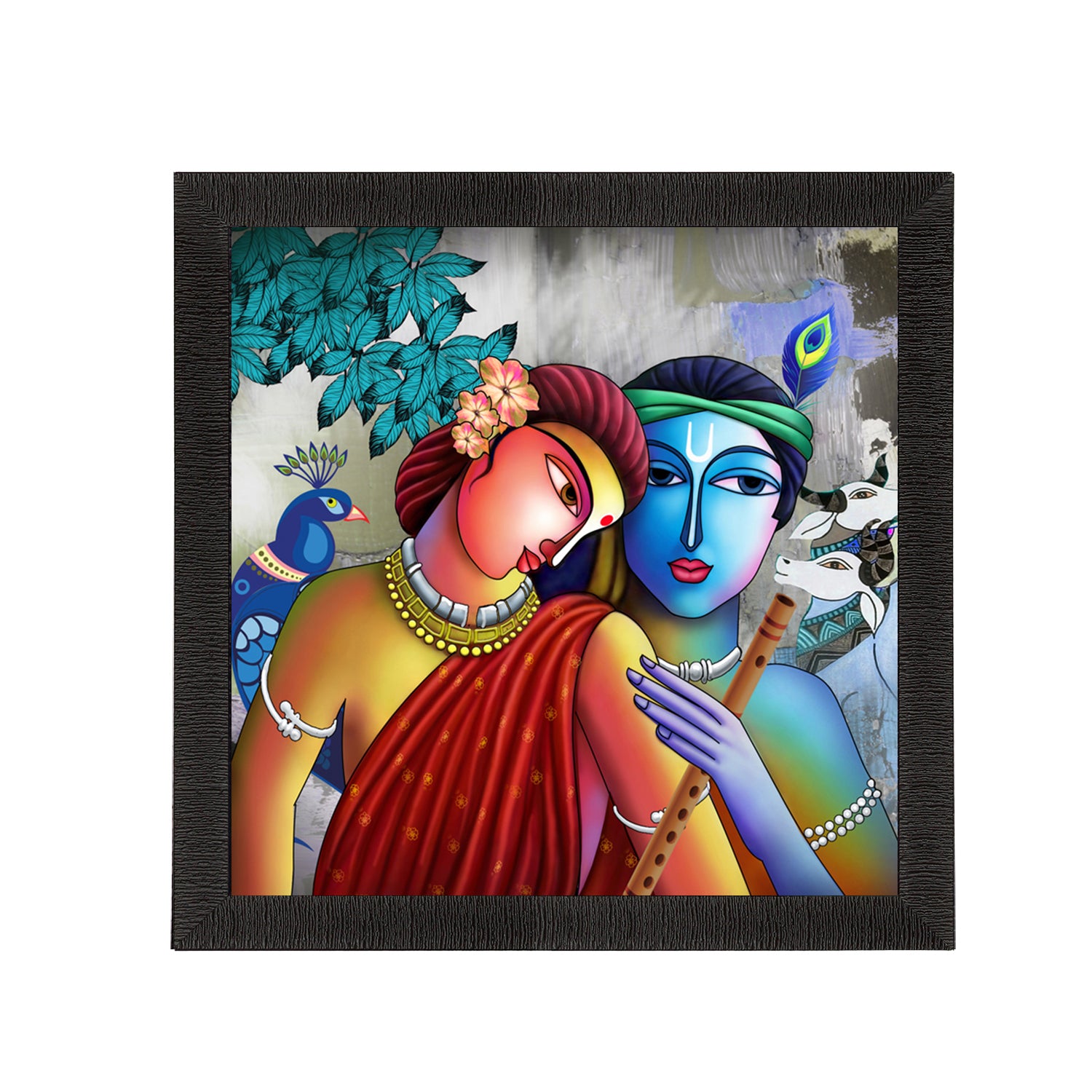 Radha Krishna Painting Digital Printed Religious Wall Art