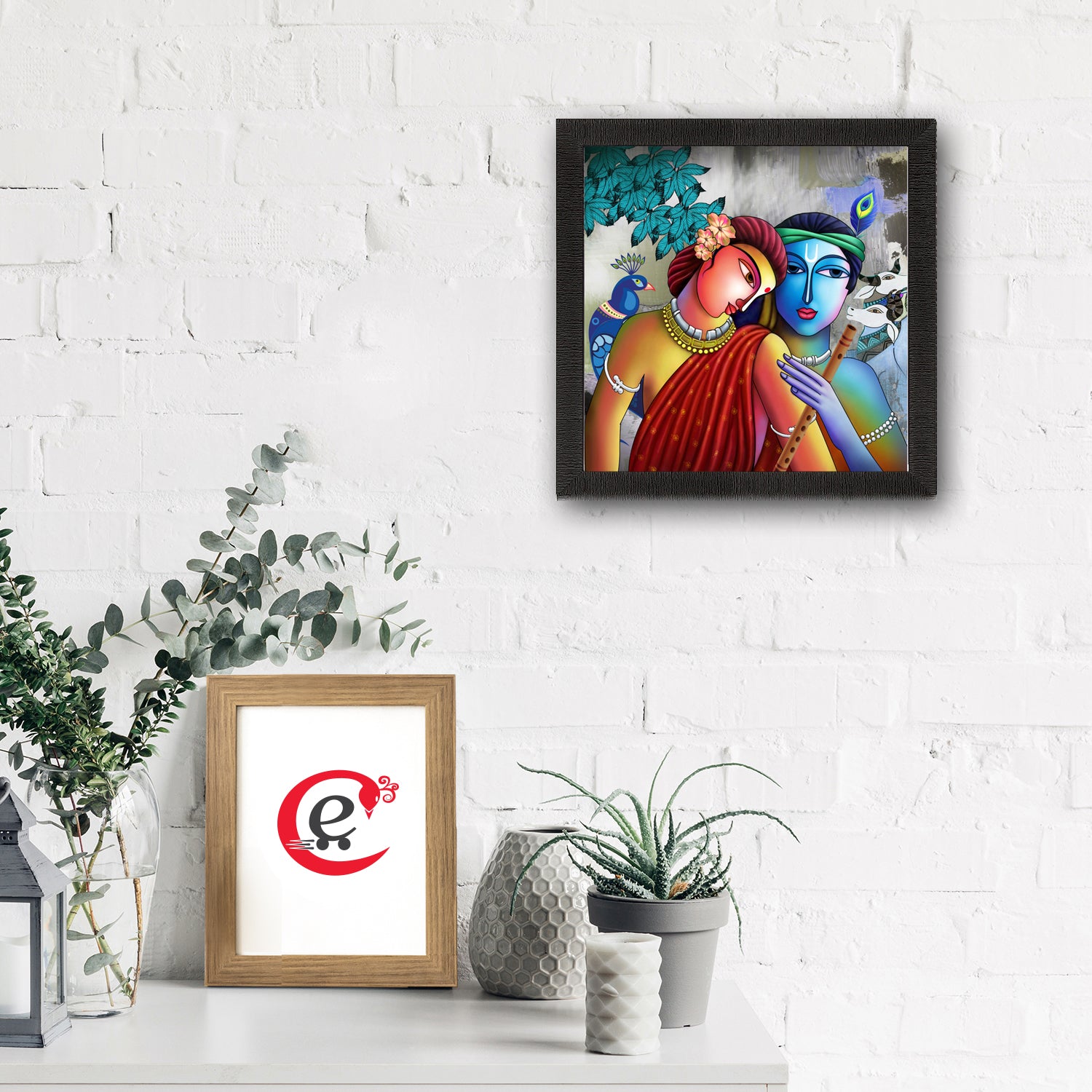 Radha Krishna Painting Digital Printed Religious Wall Art 1