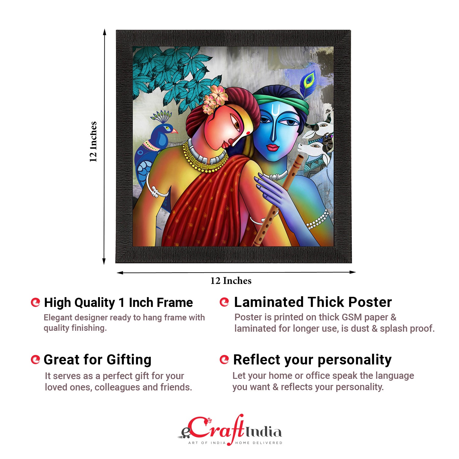 Radha Krishna Painting Digital Printed Religious Wall Art 2