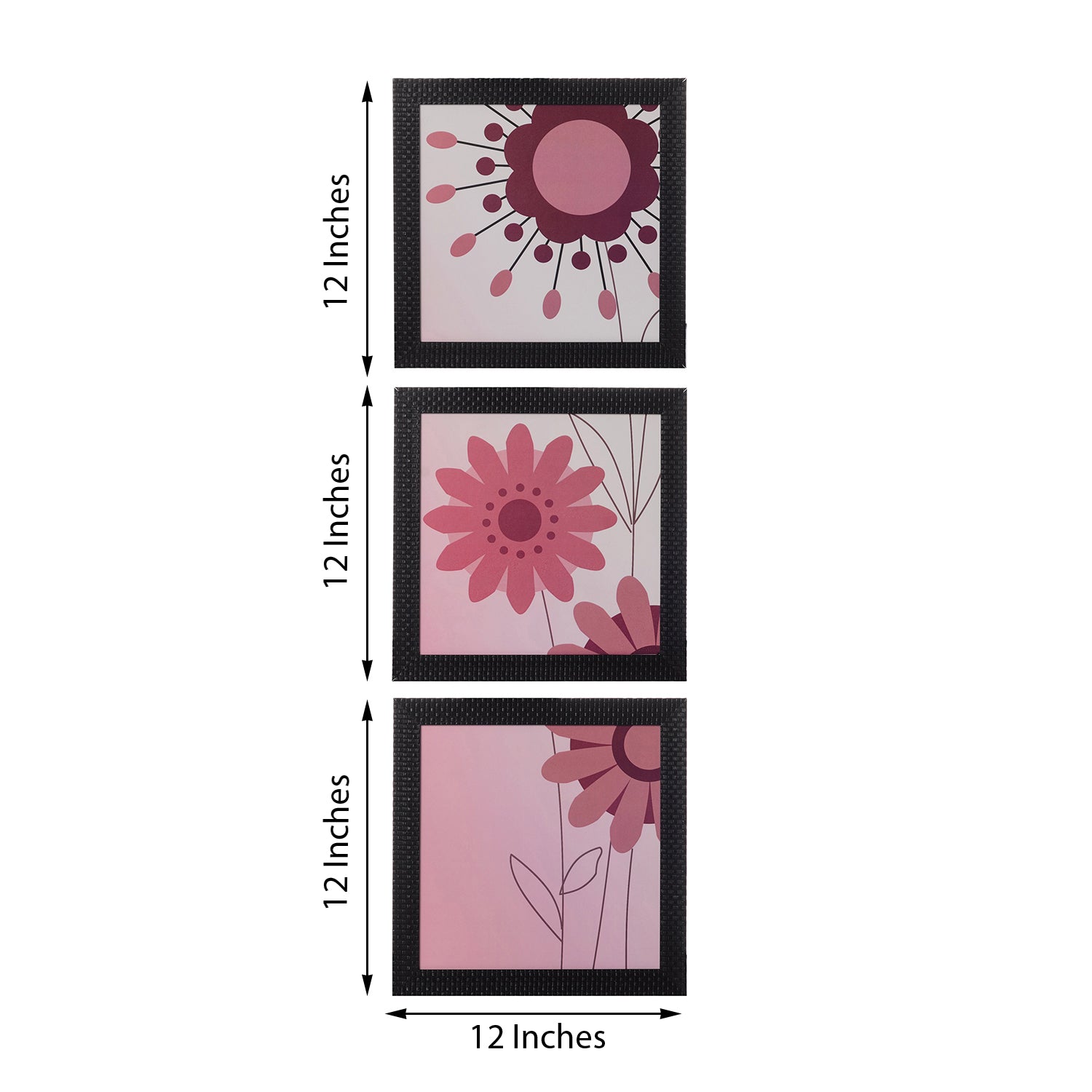 Set of 3 Floral Satin Matt Texture UV Art Painting 2