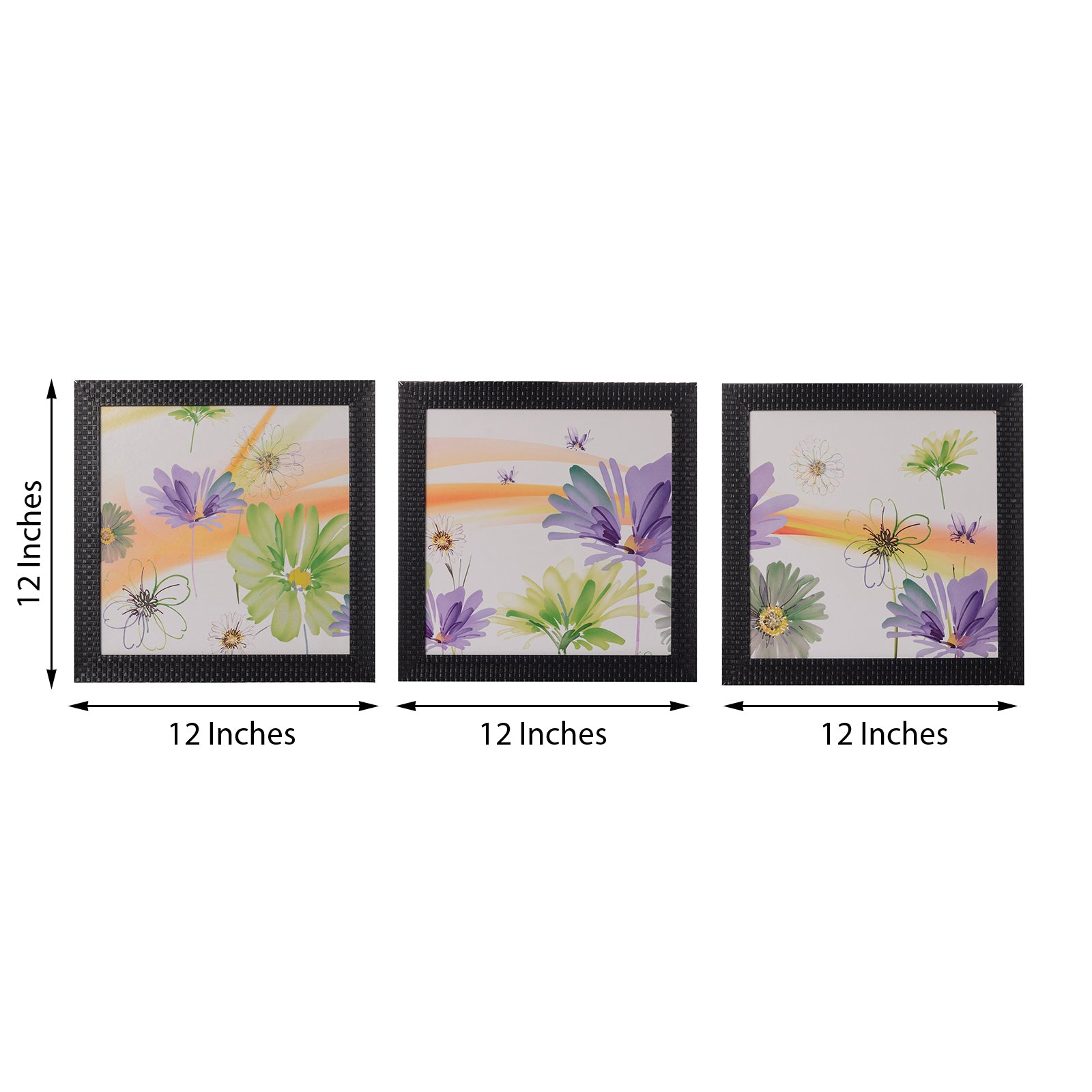 Set of 3 Colorful Flowers Satin Matt Texture UV Art Painting 2