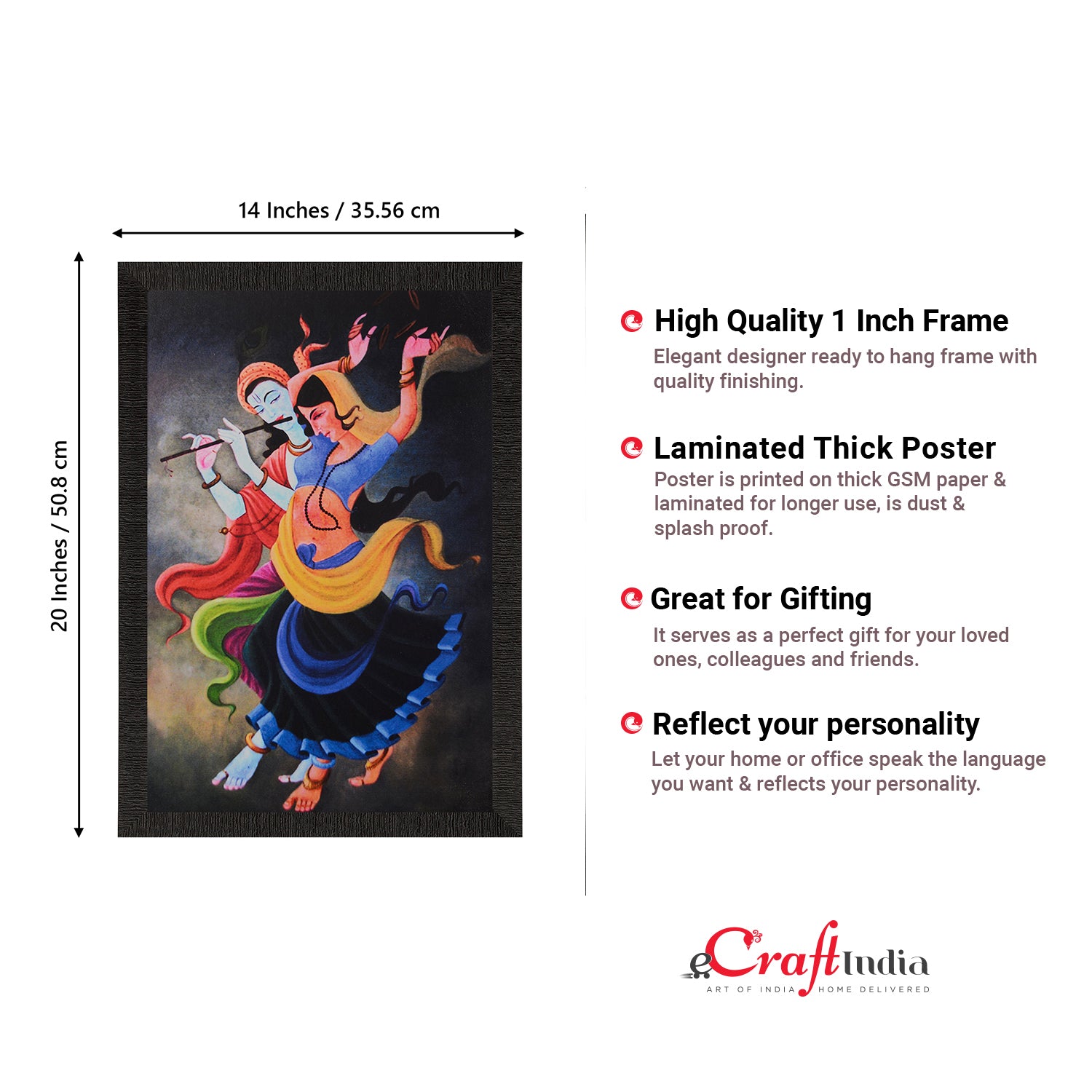 Dancing Radha Krishna Painting Digital Printed Wall Art 3