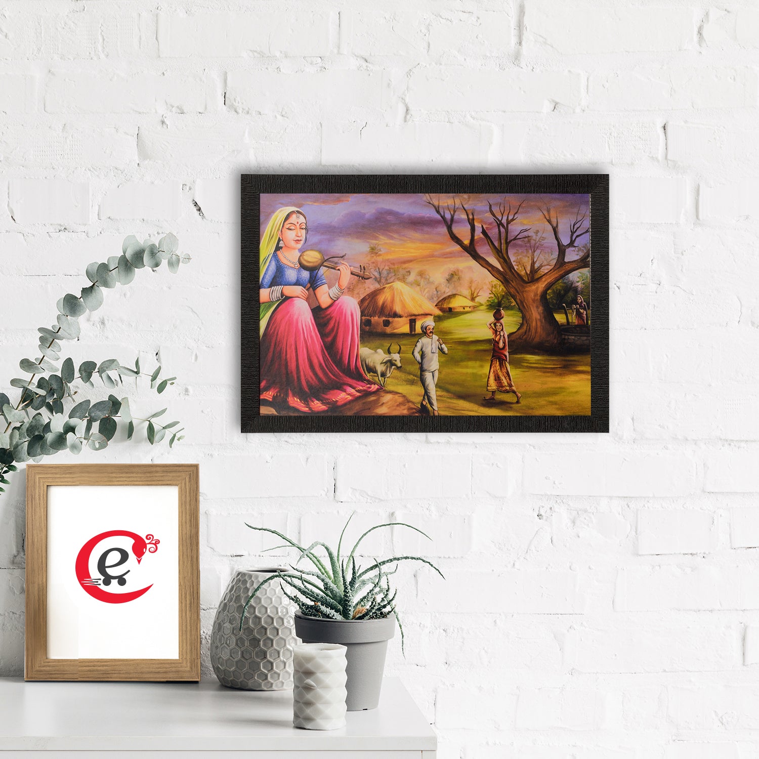 Village Scene Satin Matt Texture UV Art Painting 1