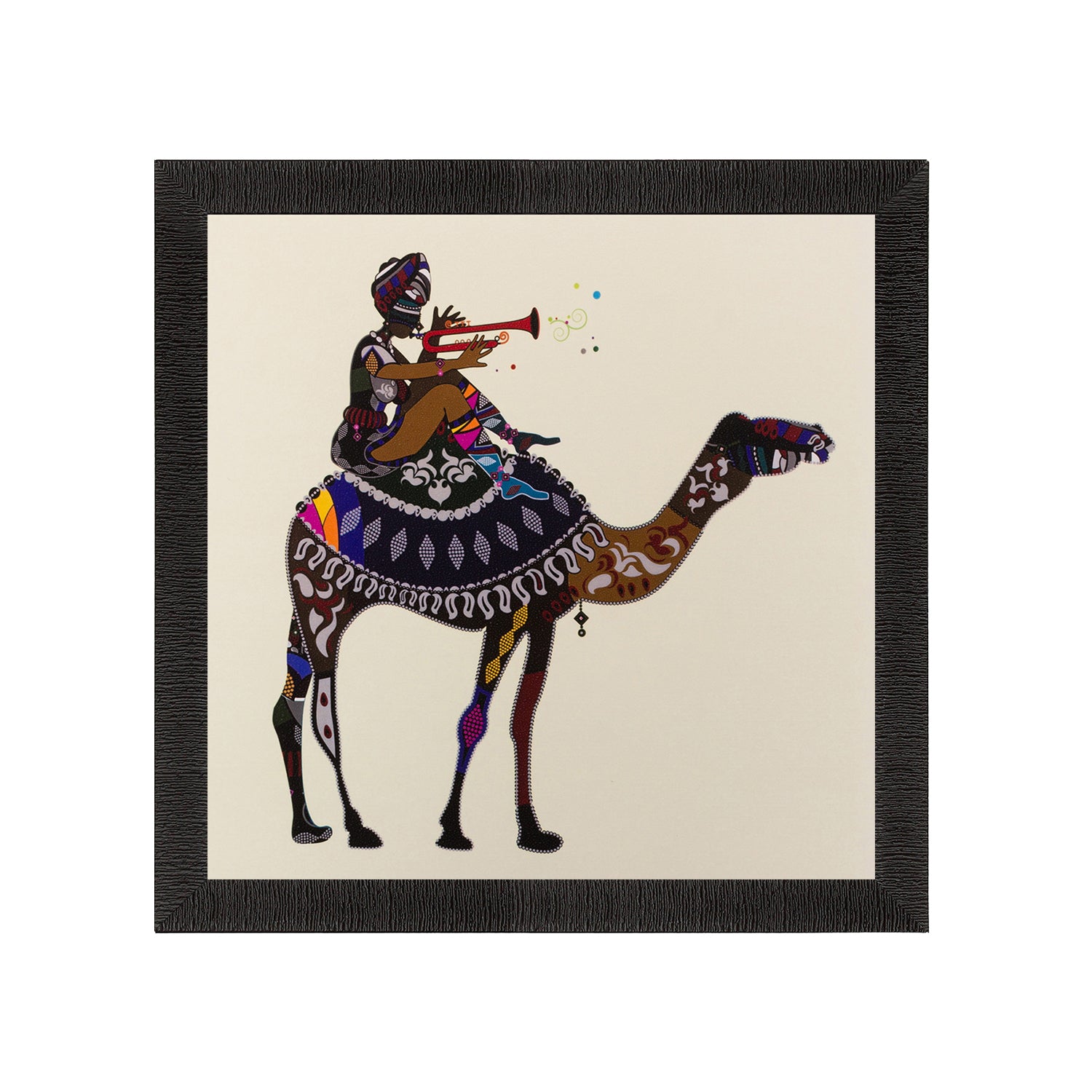 Villager on Camel Matt Textured UV Art Painting