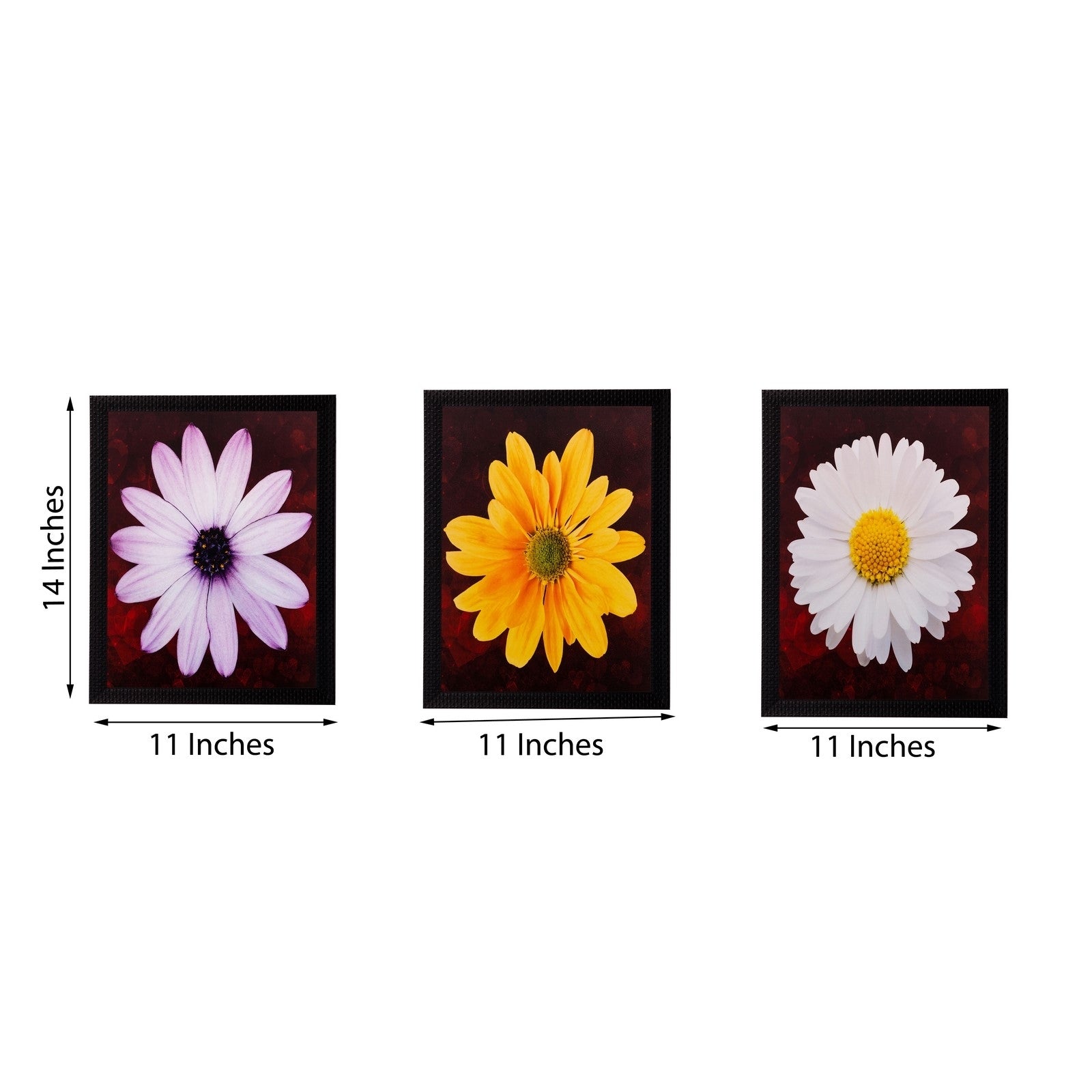 Set of 3 Floral Matt Textured UV Art Painting 1