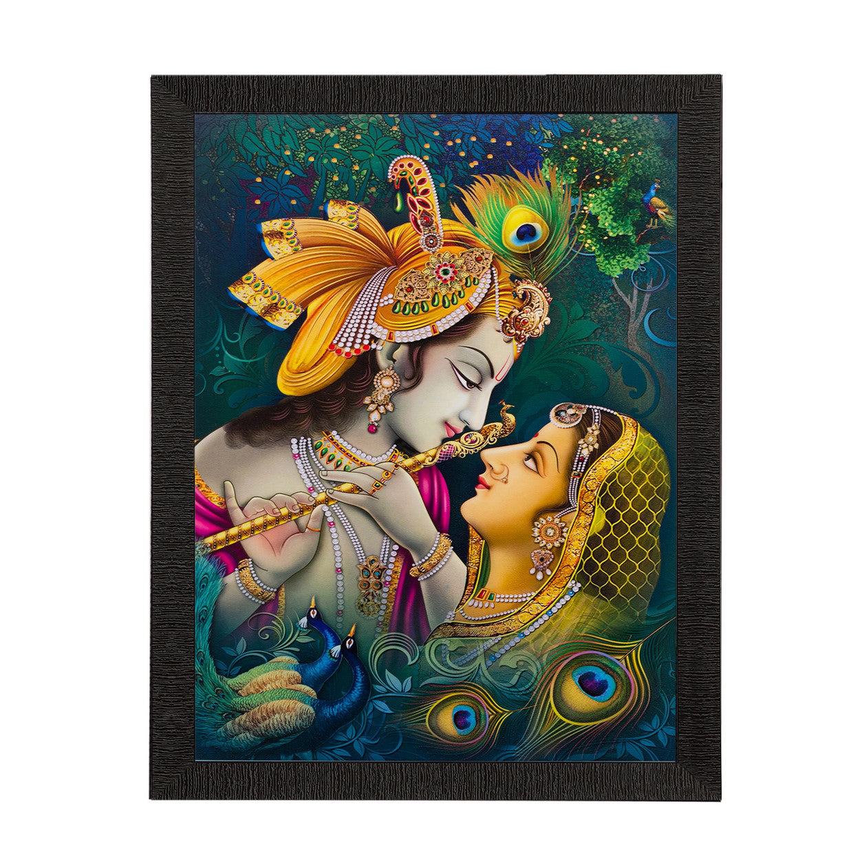 Romantic Radha Krishna Painting Digital Printed Religious Wall Art