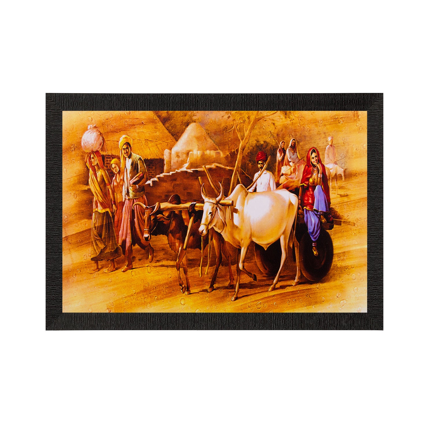 Bullock Cart Matt Textured UV Art Painting
