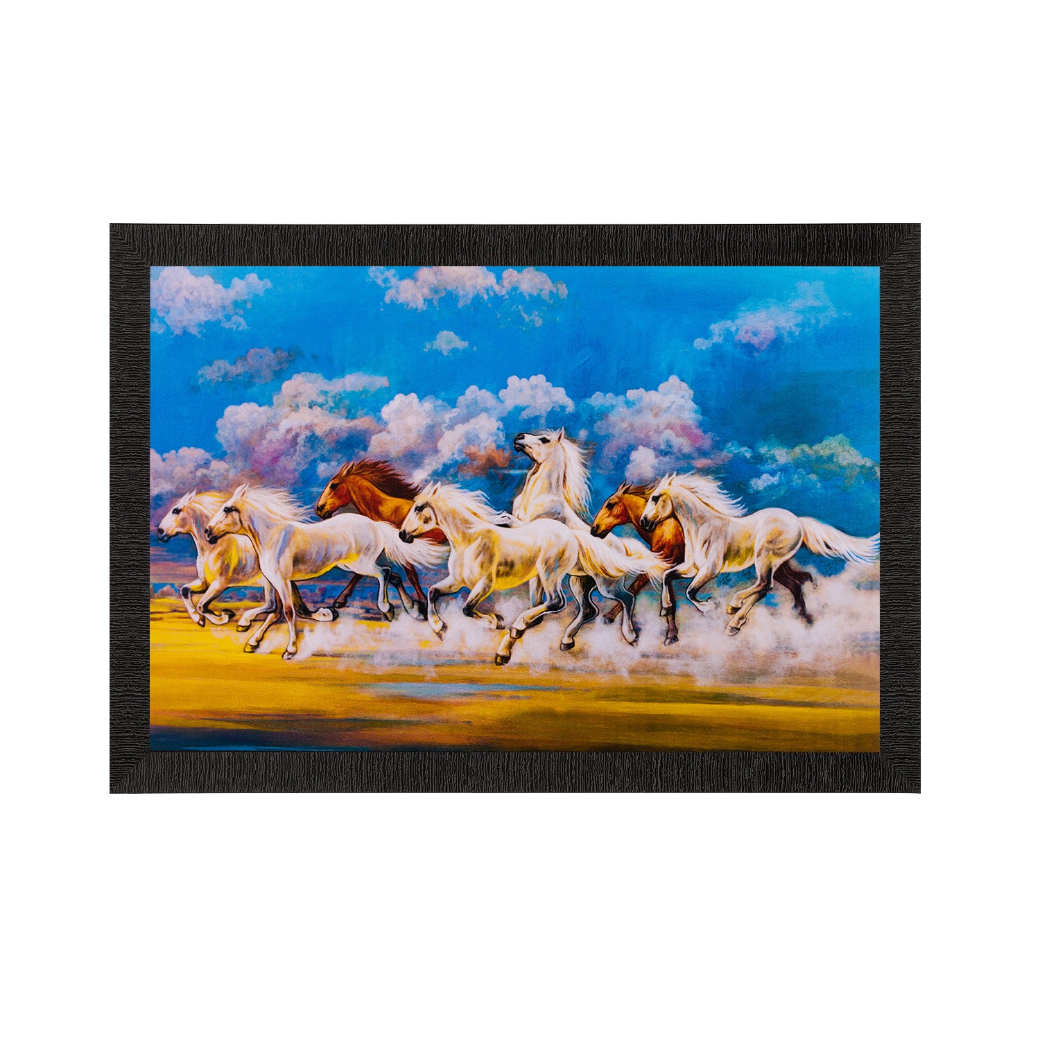 Running Lucky Horses Matt Textured UV Art Painting