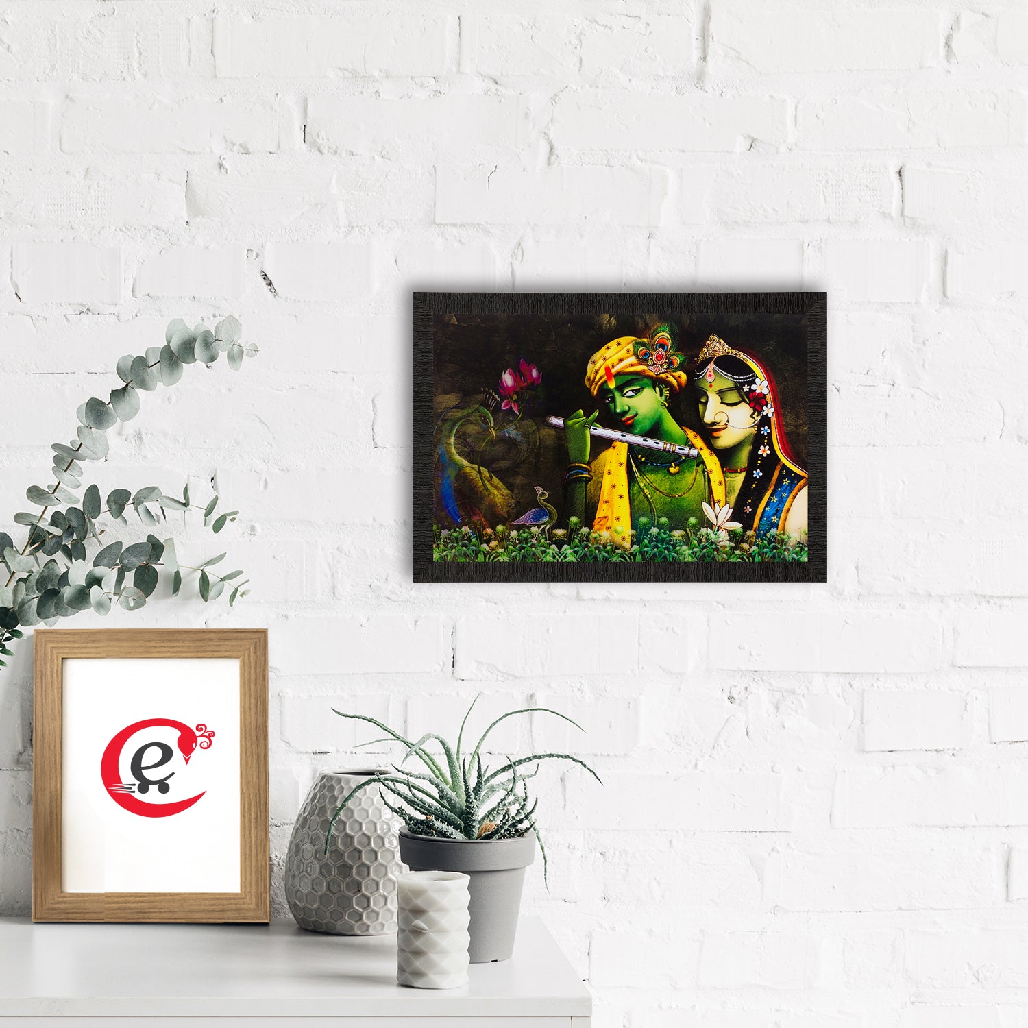 Radha Krishna Painting Digital Printed Religious Wall Art 1