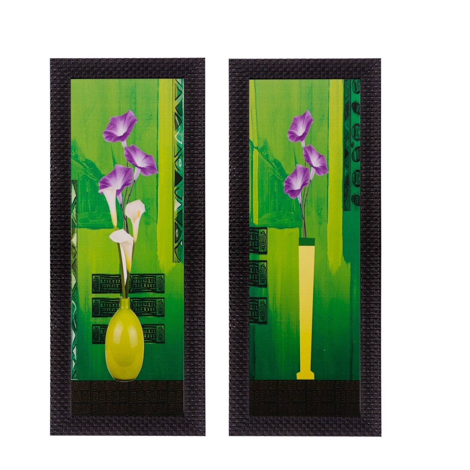Set of 2 Botanical Pots Satin Matt Textured UV Art Painting