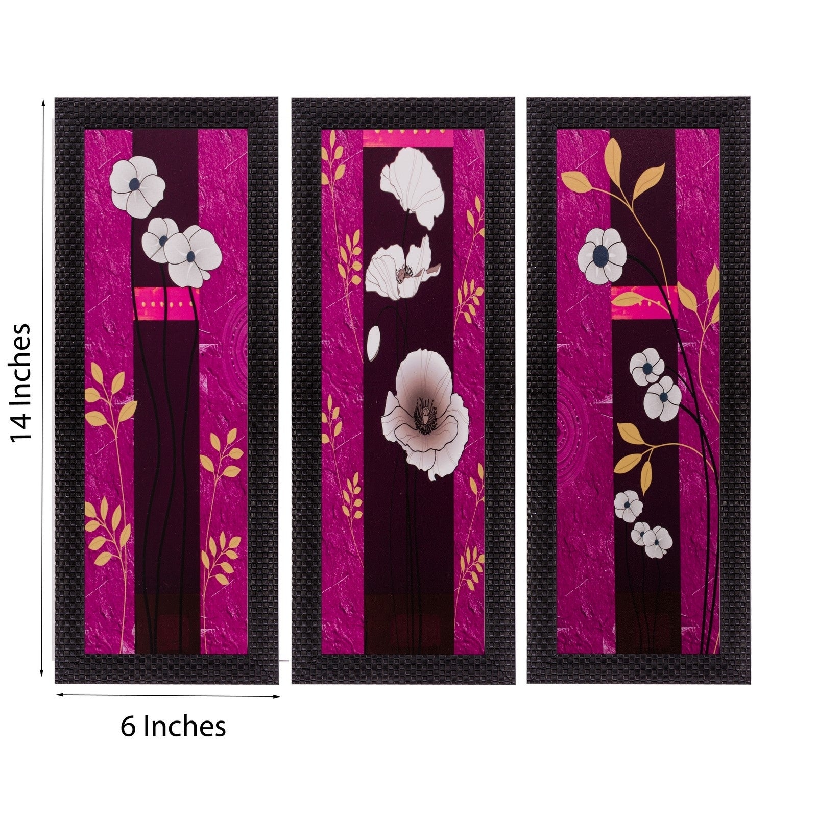 Set of 3 Floral Matt Textured UV Art Painting 2