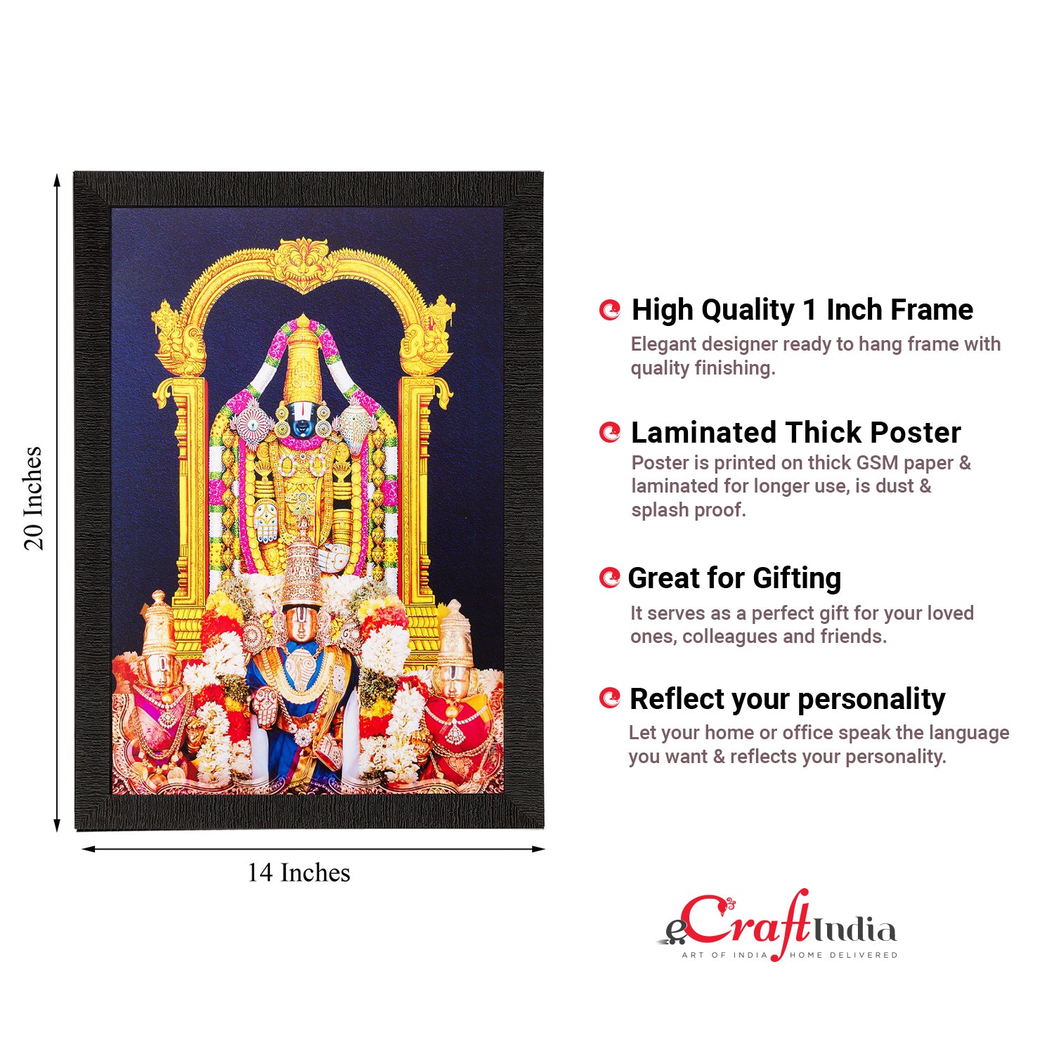 Hindu God Tirupati Balaji Painting Digital Printed Religious Wall Art 2