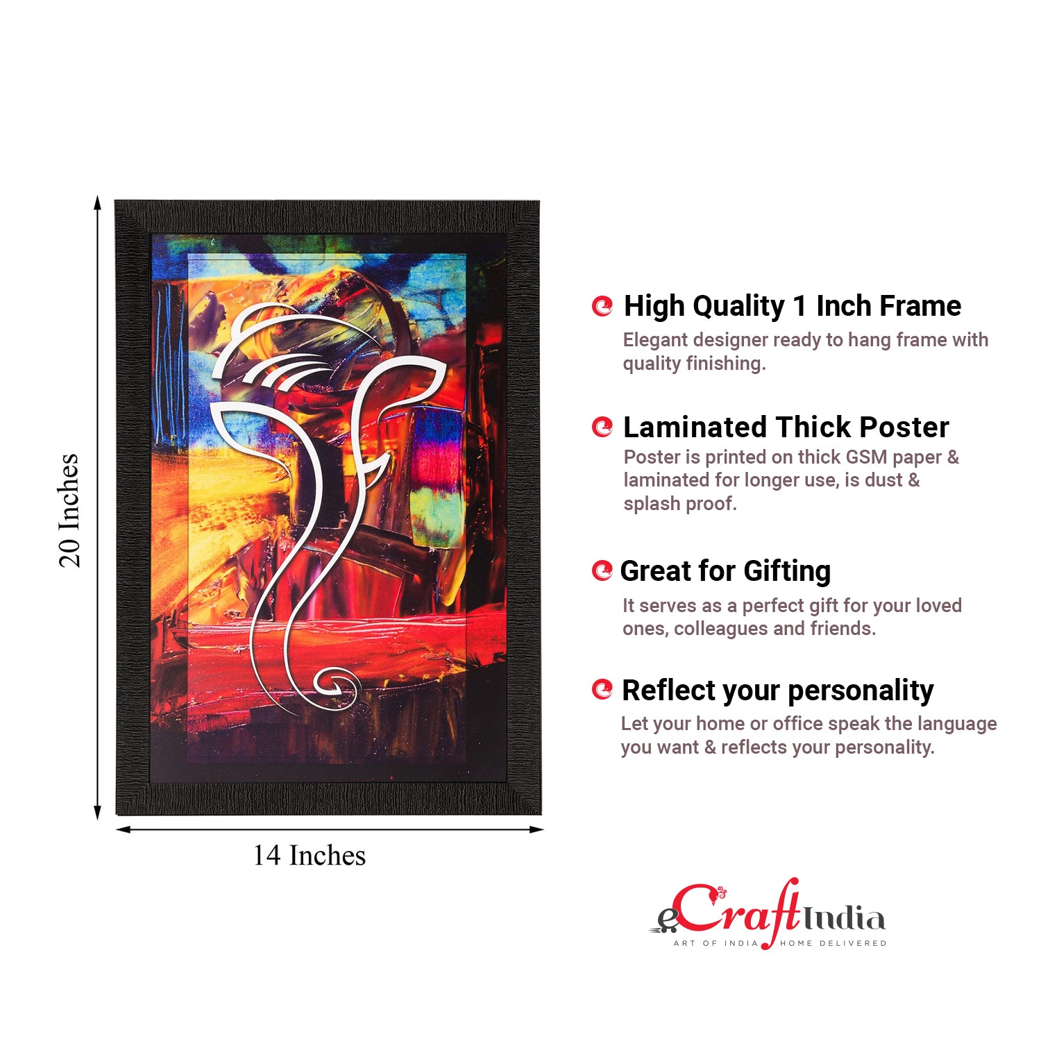 Lord Ganesha Painting Digital Printed Abstract Religious Wall Art 2