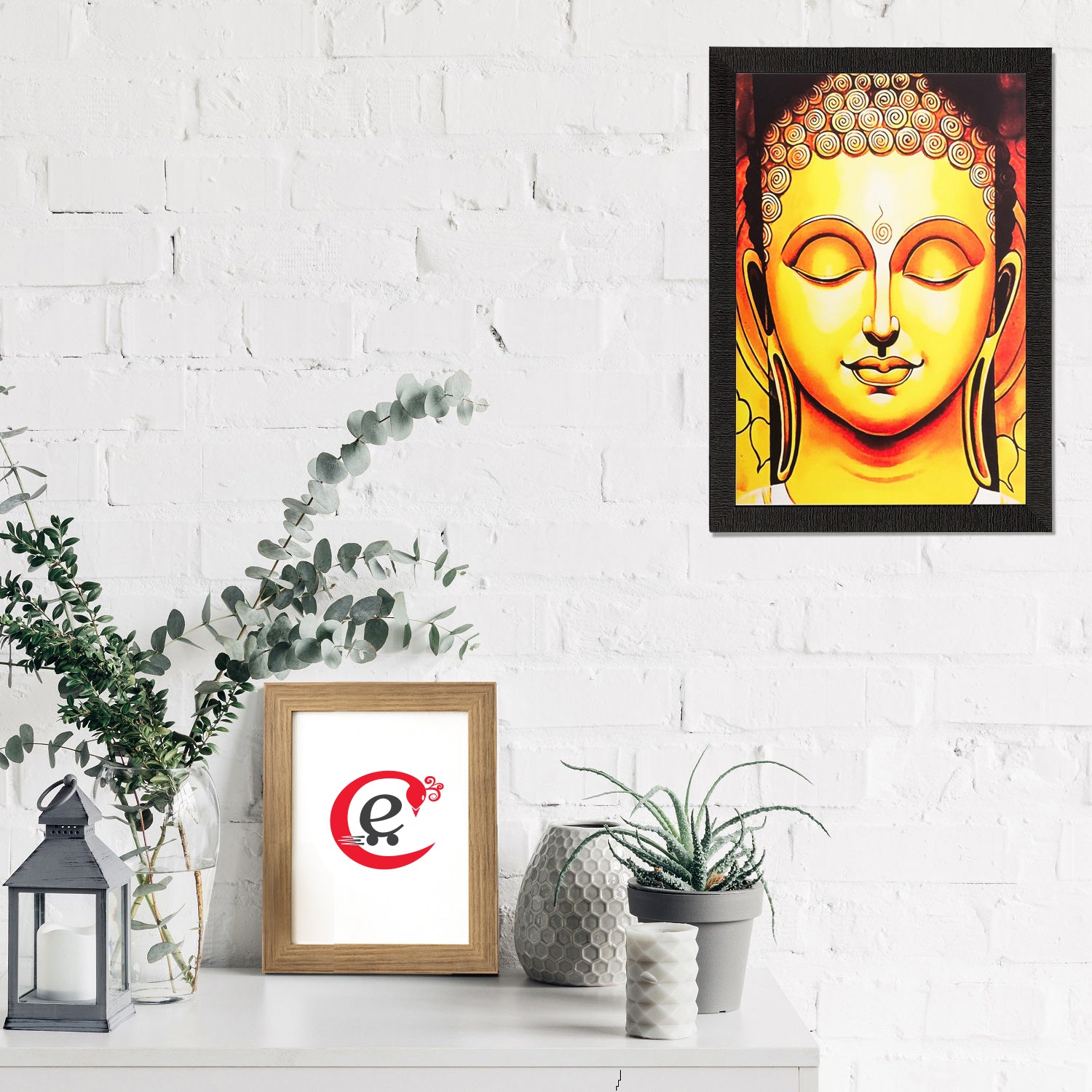 Meditating Buddha Face Painting Digital Printed Religious Wall Art 1
