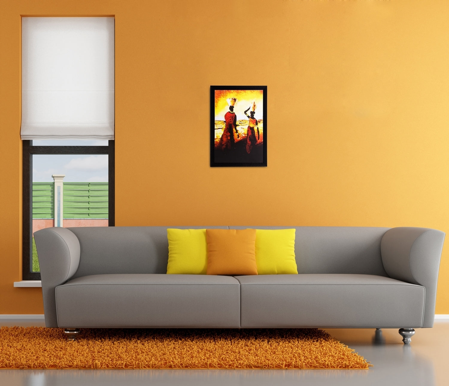 Walking Tribal Woman Matt Textured UV Art Painting 1