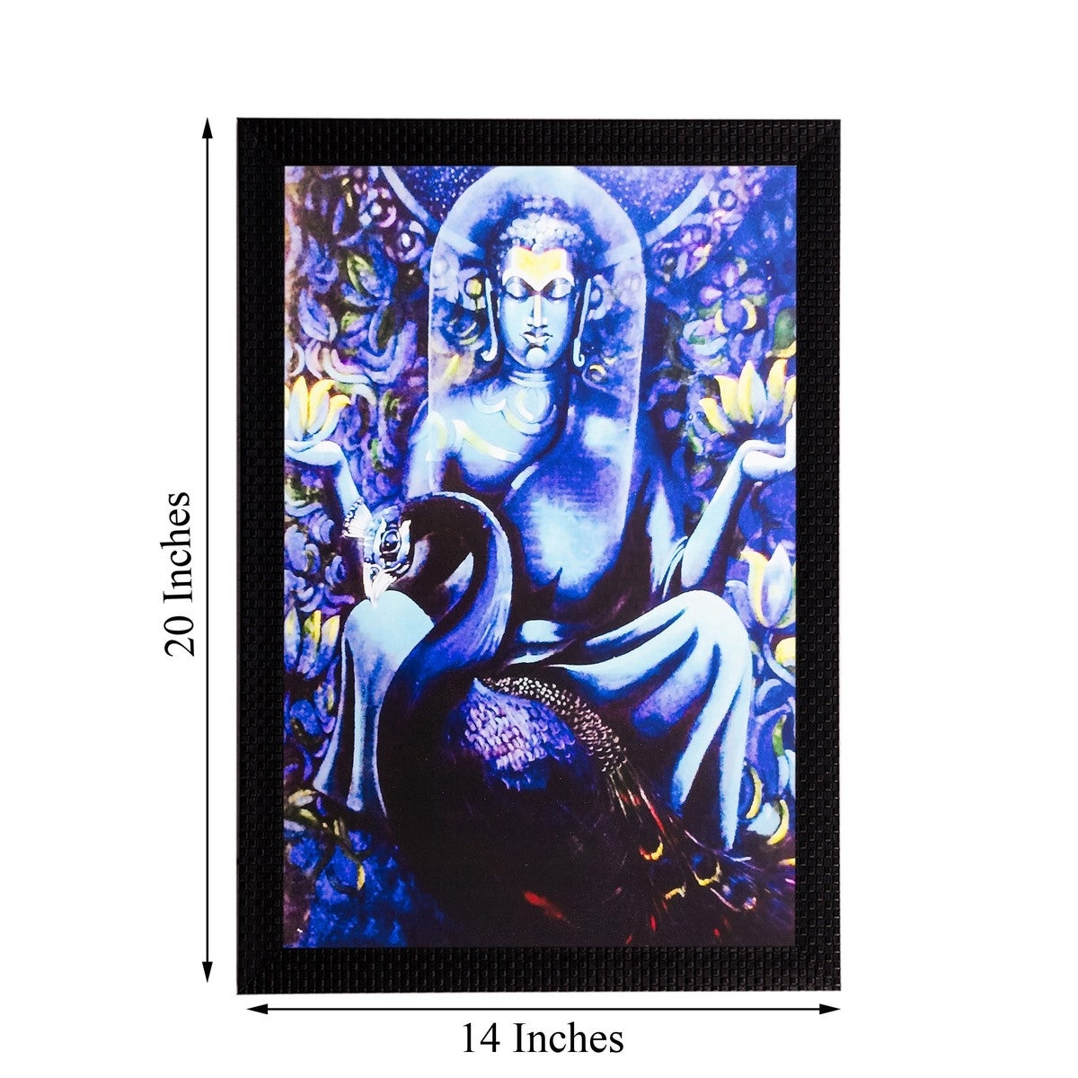 Bluish Lord Buddha Matt Textured UV Art Painting 2