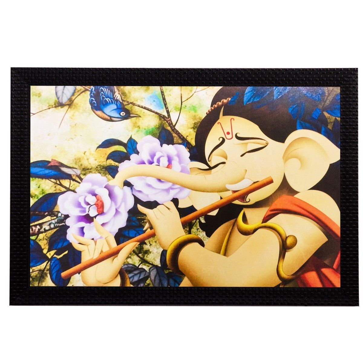 Lord Ganesha playing Flute Matt Textured UV Art Painting