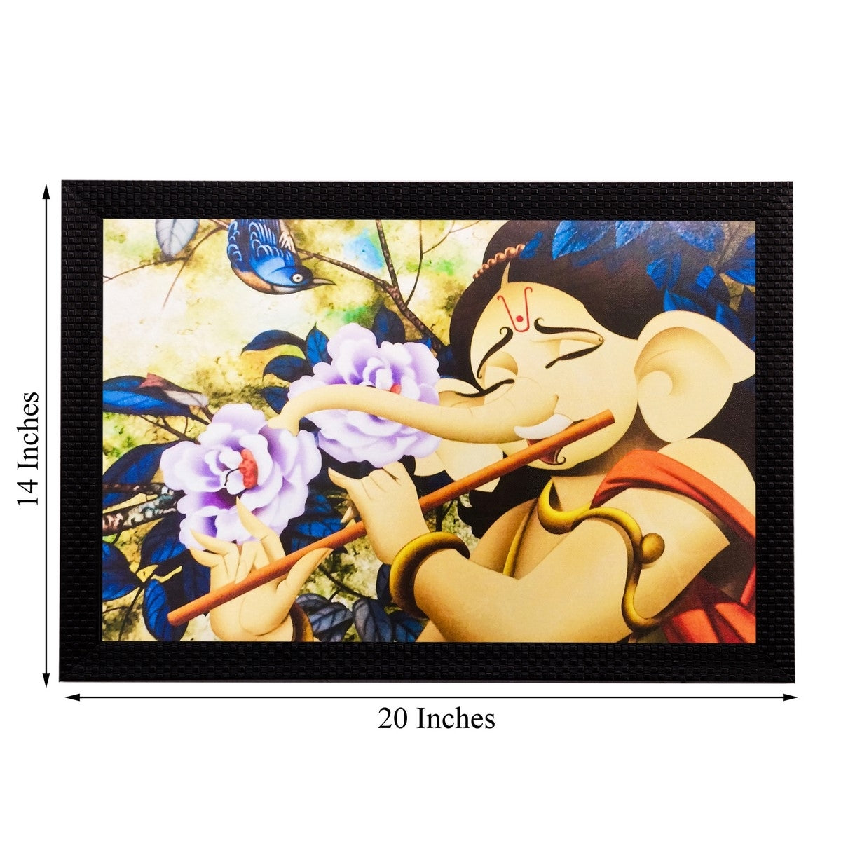 Lord Ganesha playing Flute Matt Textured UV Art Painting 2