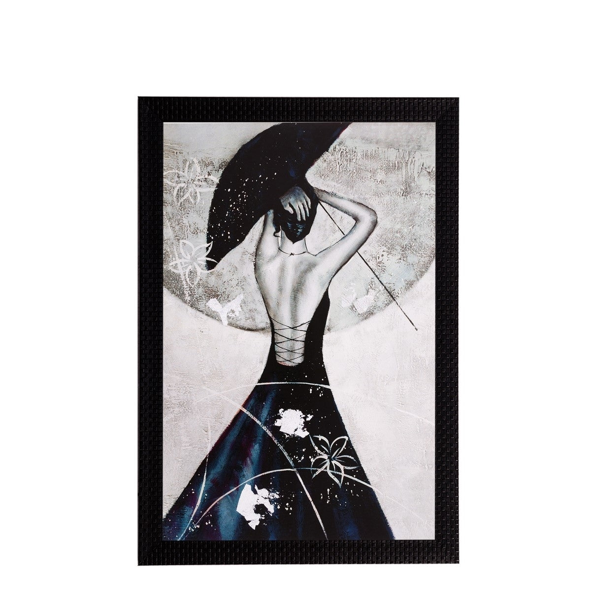 Black & White Girl Matt Textured UV Art Painting