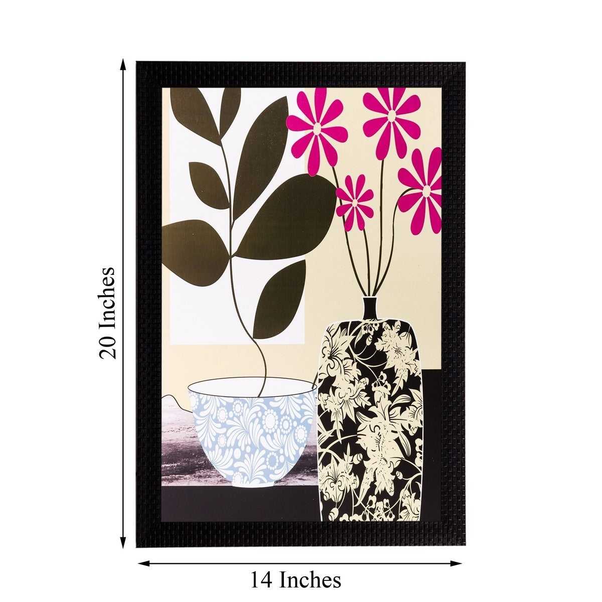 Botanical Black & Pink Flower Matt Textured UV Art Painting 2