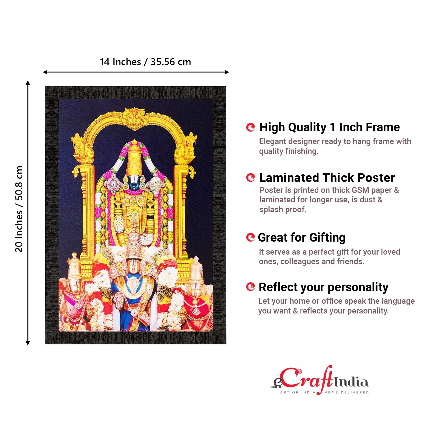 Hindu God Tirupati Balaji Painting Digital Printed Religious Wall Art 2
