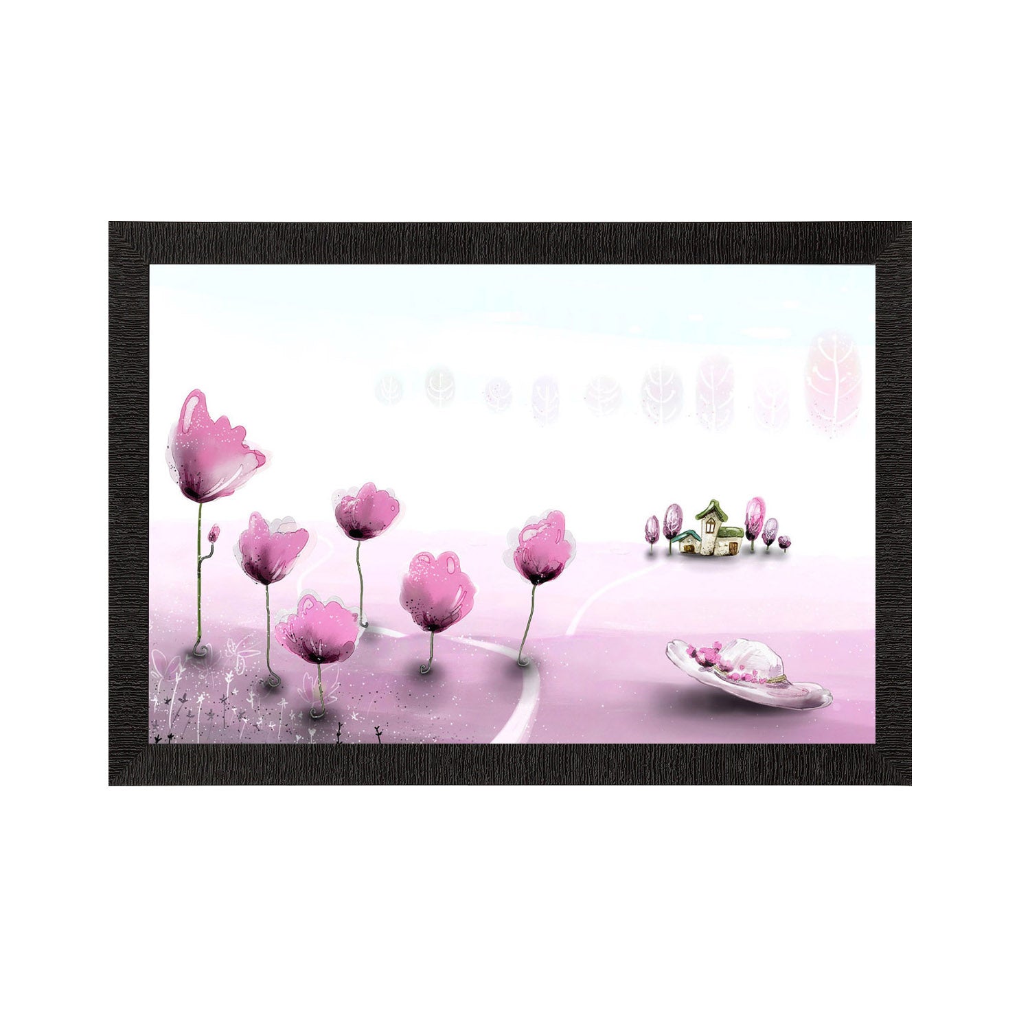 Pink Floral Satin Matt Texture UV Art Painting