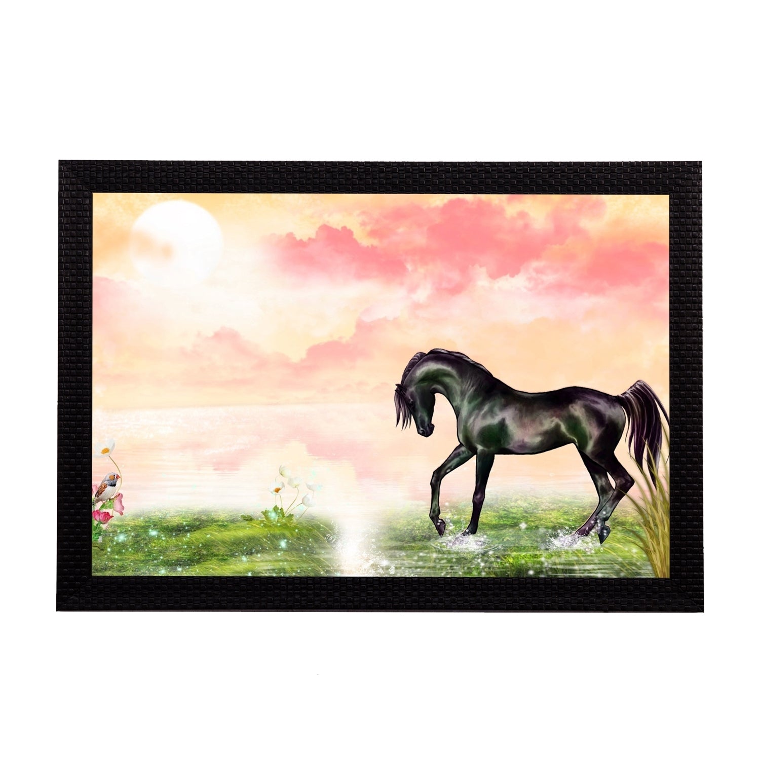 Black Horse Satin Matt Texture UV Art Painting