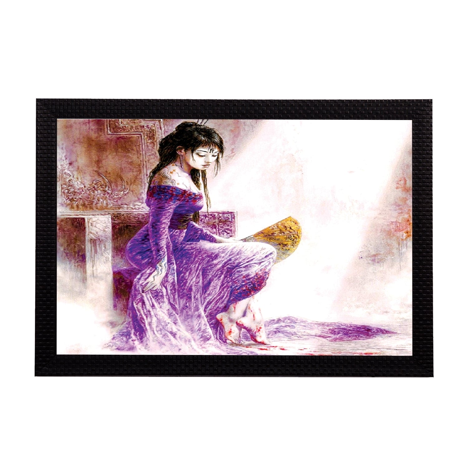 Girl In Purple Dress Satin Matt Texture UV Art Painting
