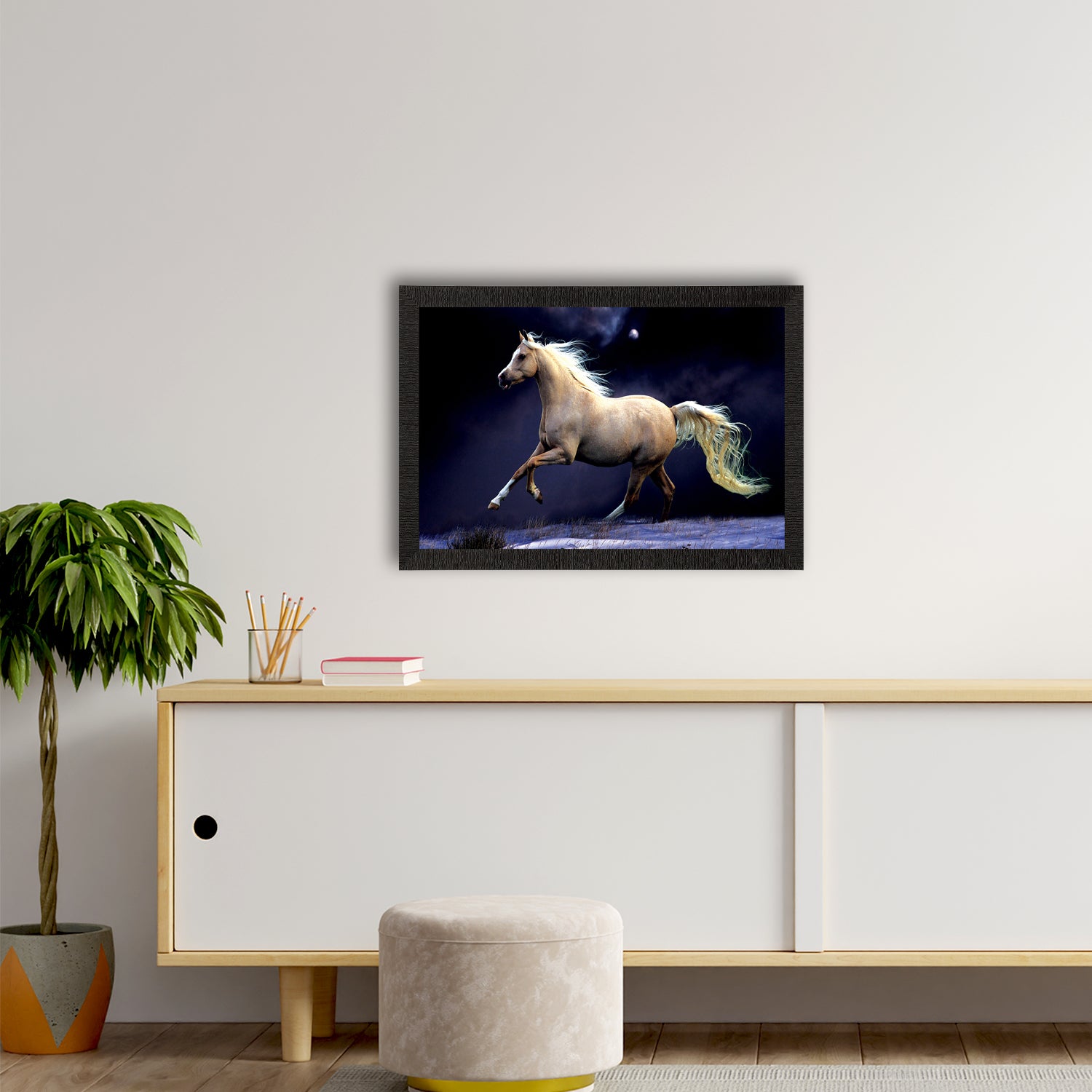 White Running Horse Satin Matt Texture UV Art Painting 2