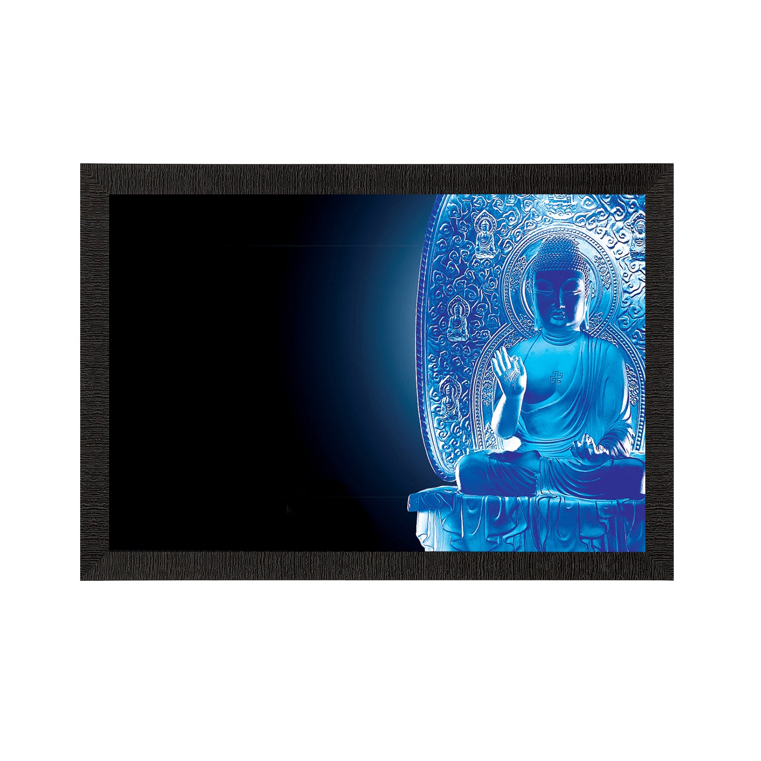 Neon Blue Lord Buddha Satin Matt Texture UV Art Painting