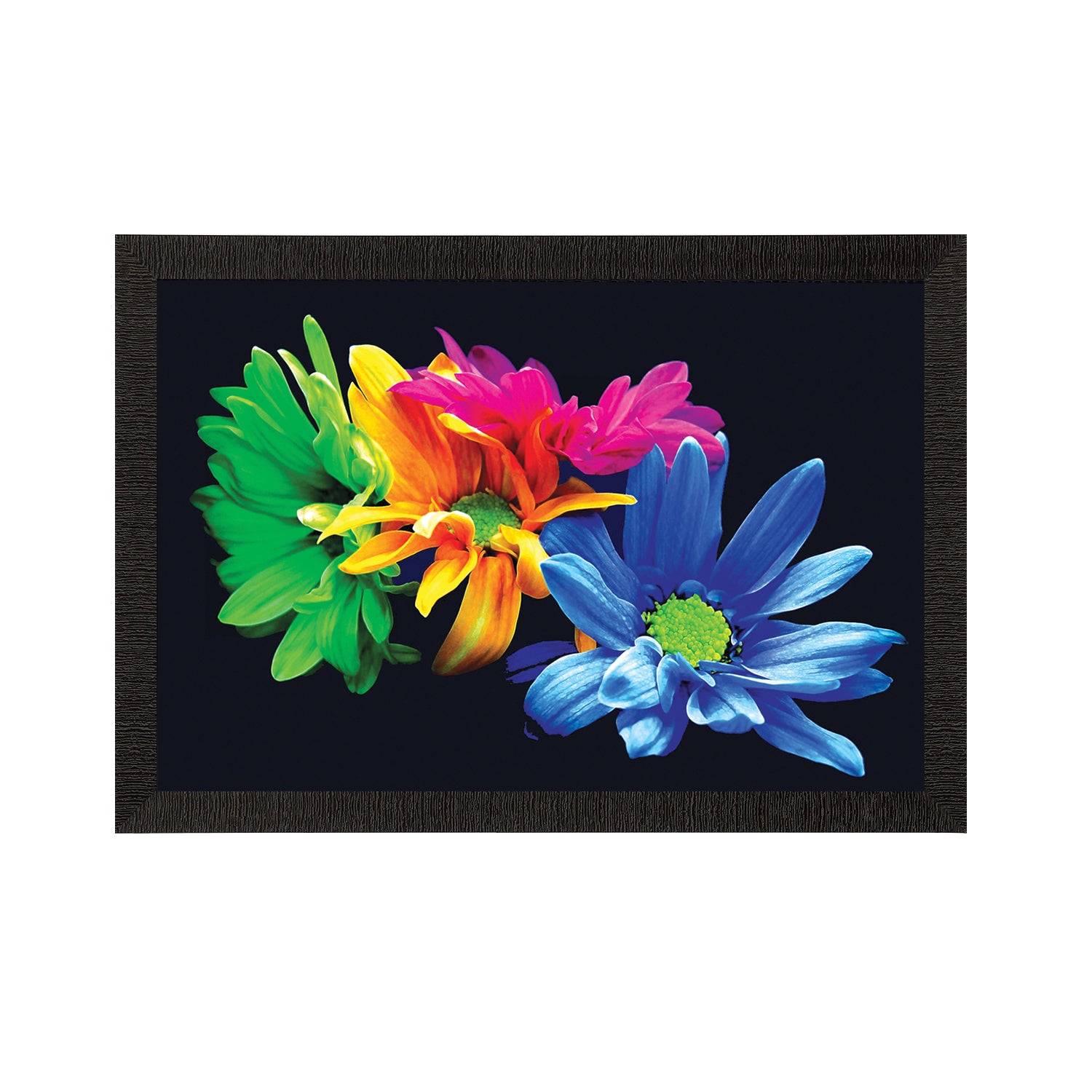 Tri Color Floral Satin Matt Texture UV Art Painting