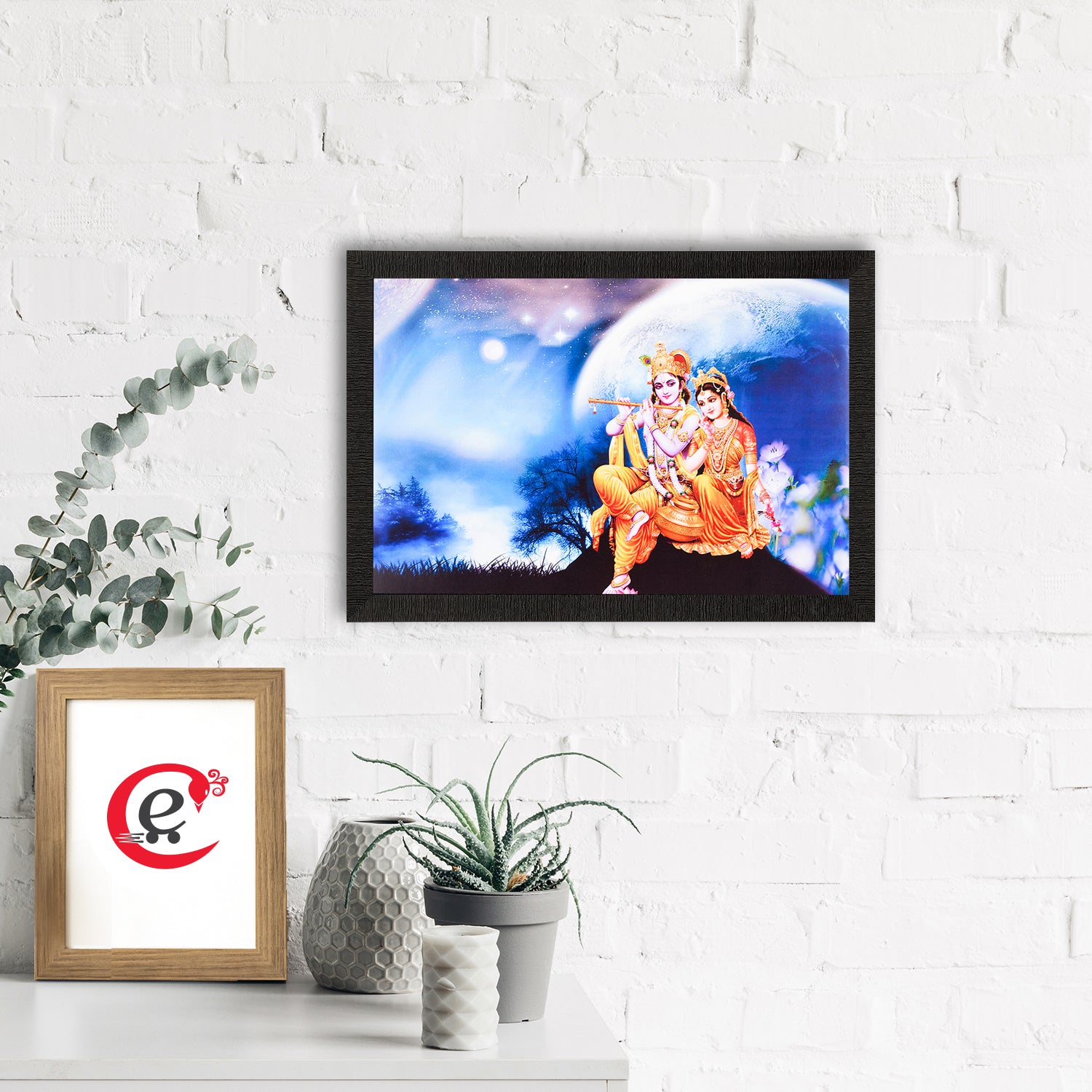 Radha Krishna Painting Digital Printed Religious Wall Art 1