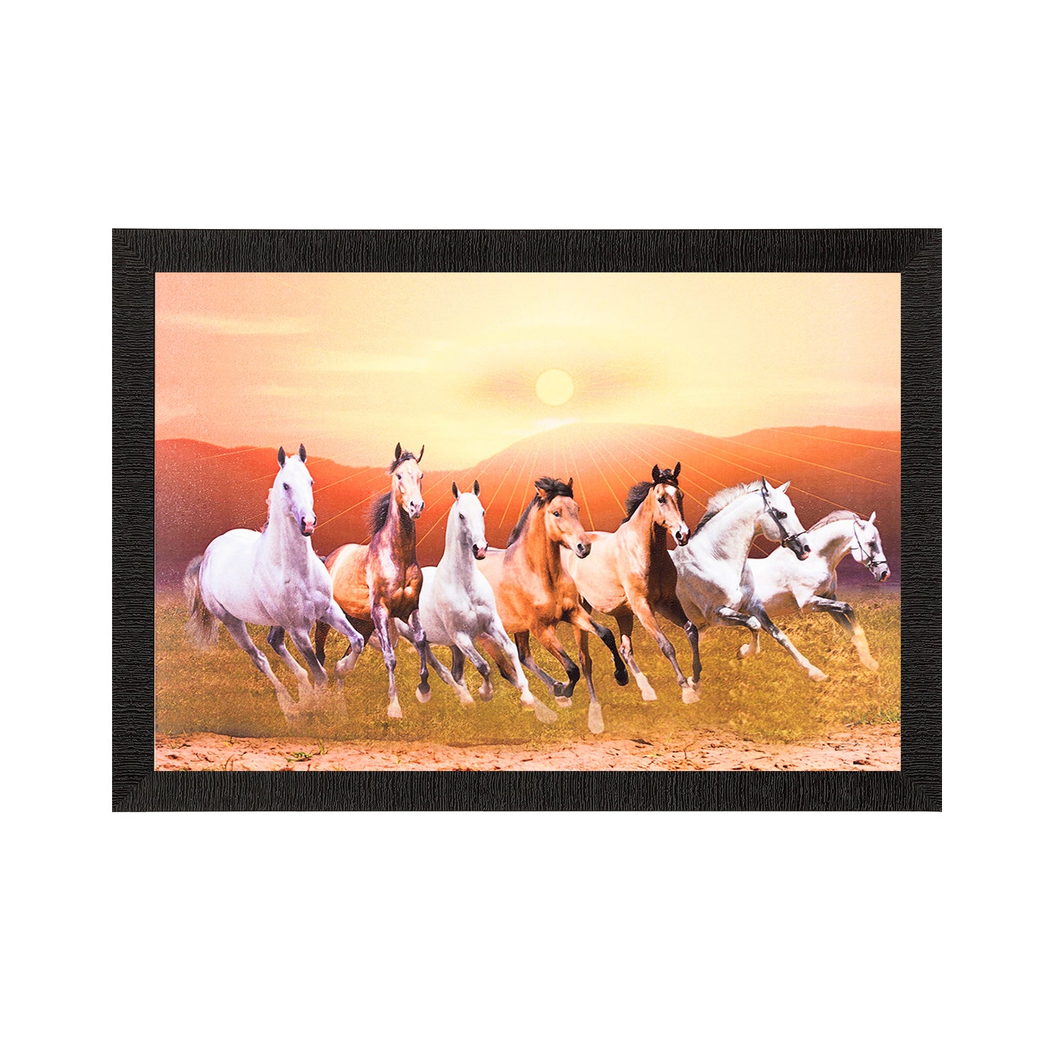 Running Brown Horses Satin Matt Texture UV Art Painting