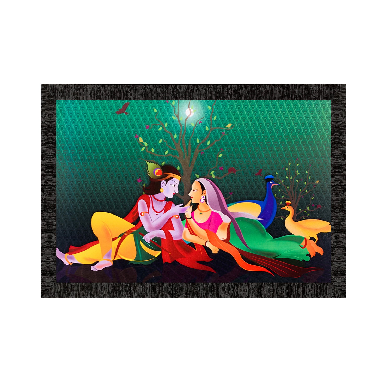 Radha & Lord Krishna Satin Matt Texture UV Art Painting
