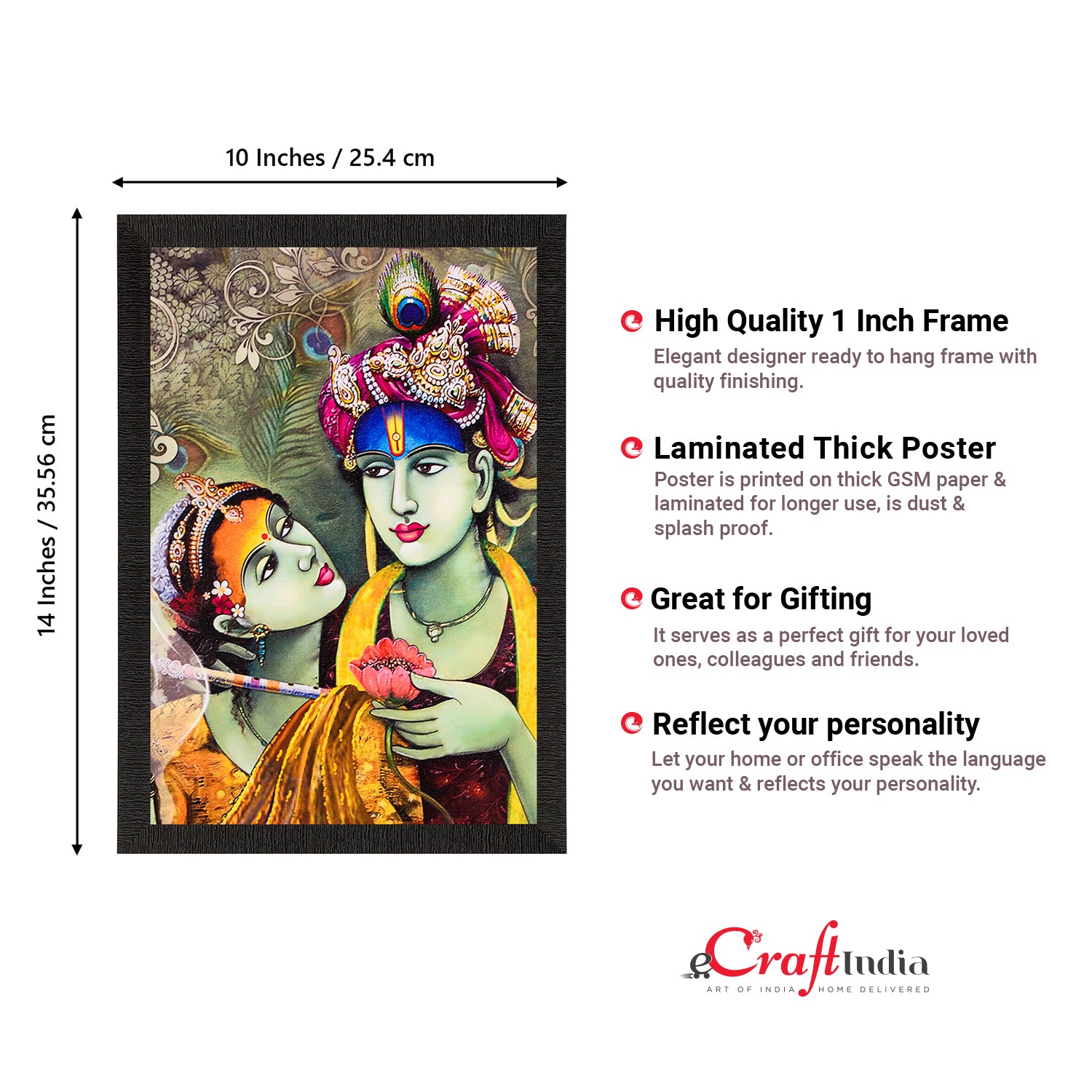 Radha & Krishna Satin Matt Texture UV Art Painting 3