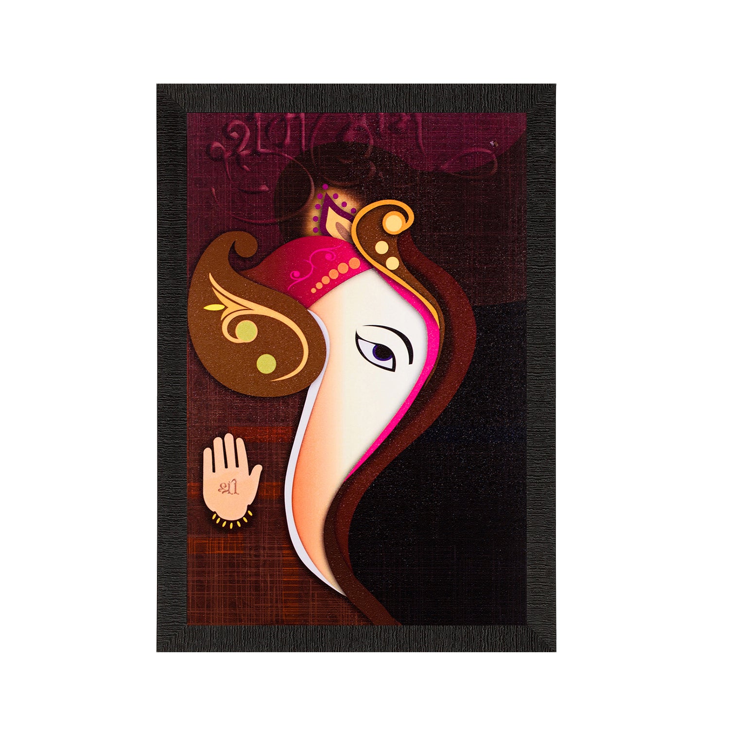 Lord Ganesha Painting Digital Printed Abstract Religious Wall Art