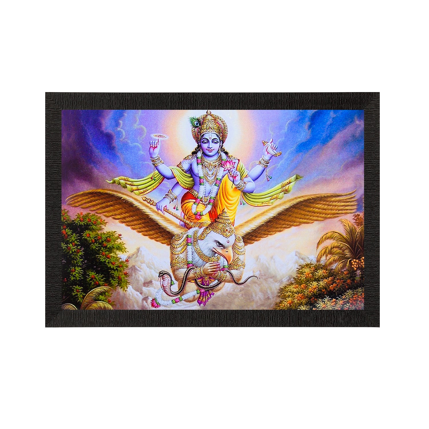 Lord Vishnu Painting Digital Printed Religious Wall Art