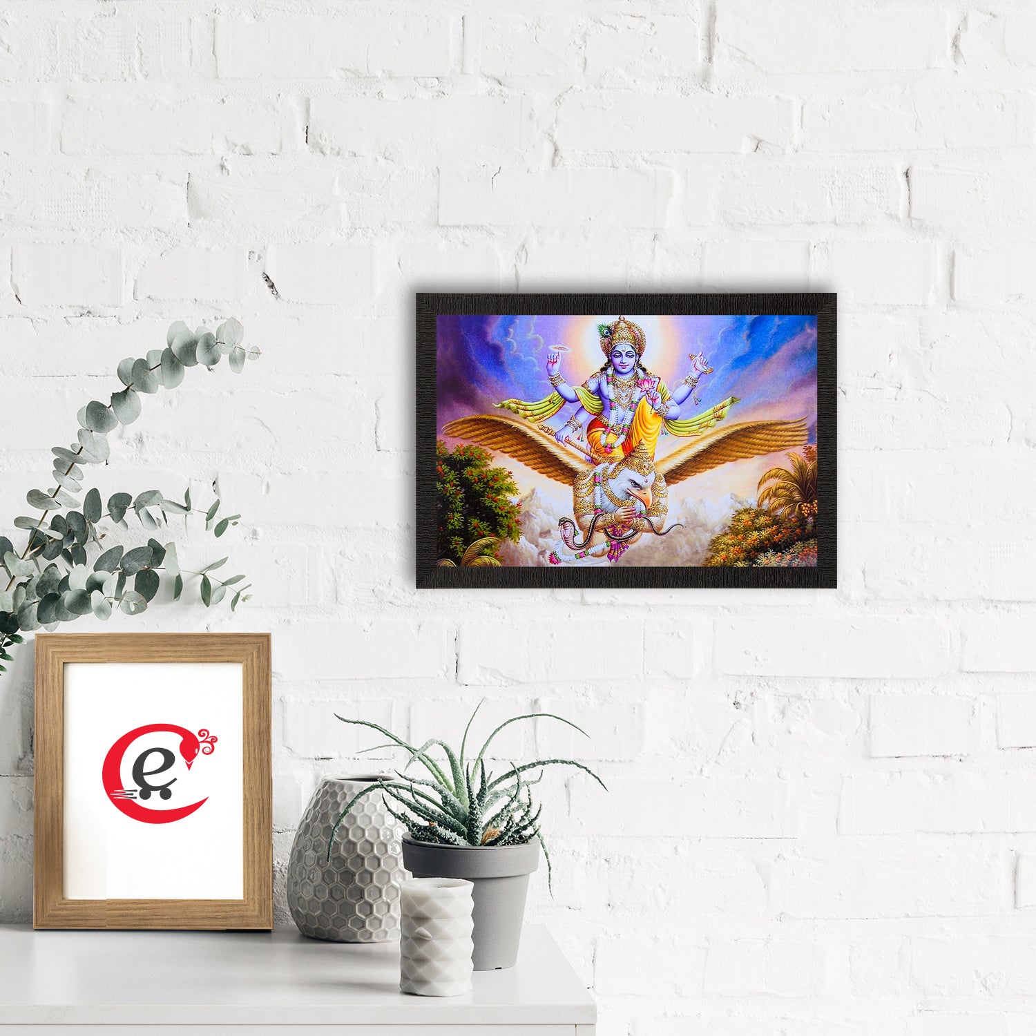 Lord Vishnu Painting Digital Printed Religious Wall Art 1