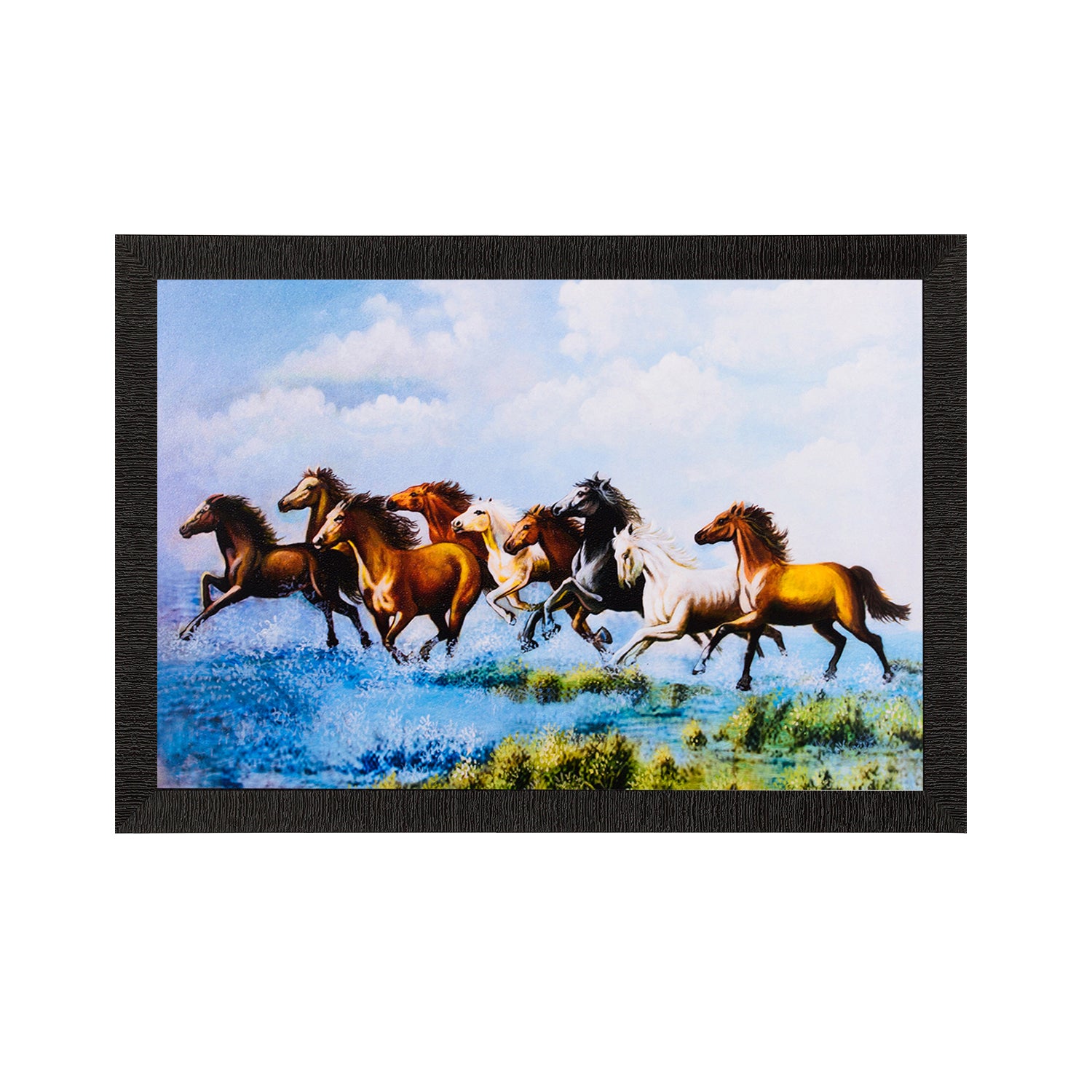 Running Horses & Water Satin Matt Texture UV Art Painting