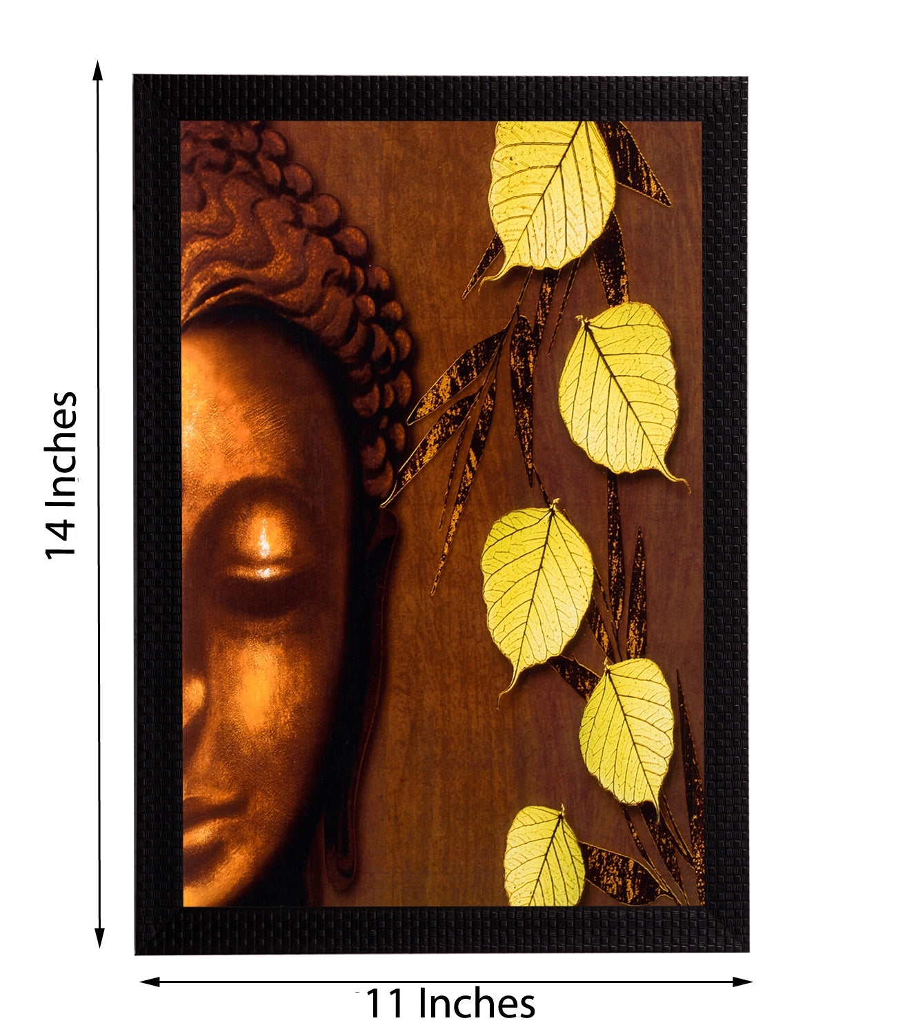 Lord Buddha & Leaves Satin Matt Texture UV Art Painting 2