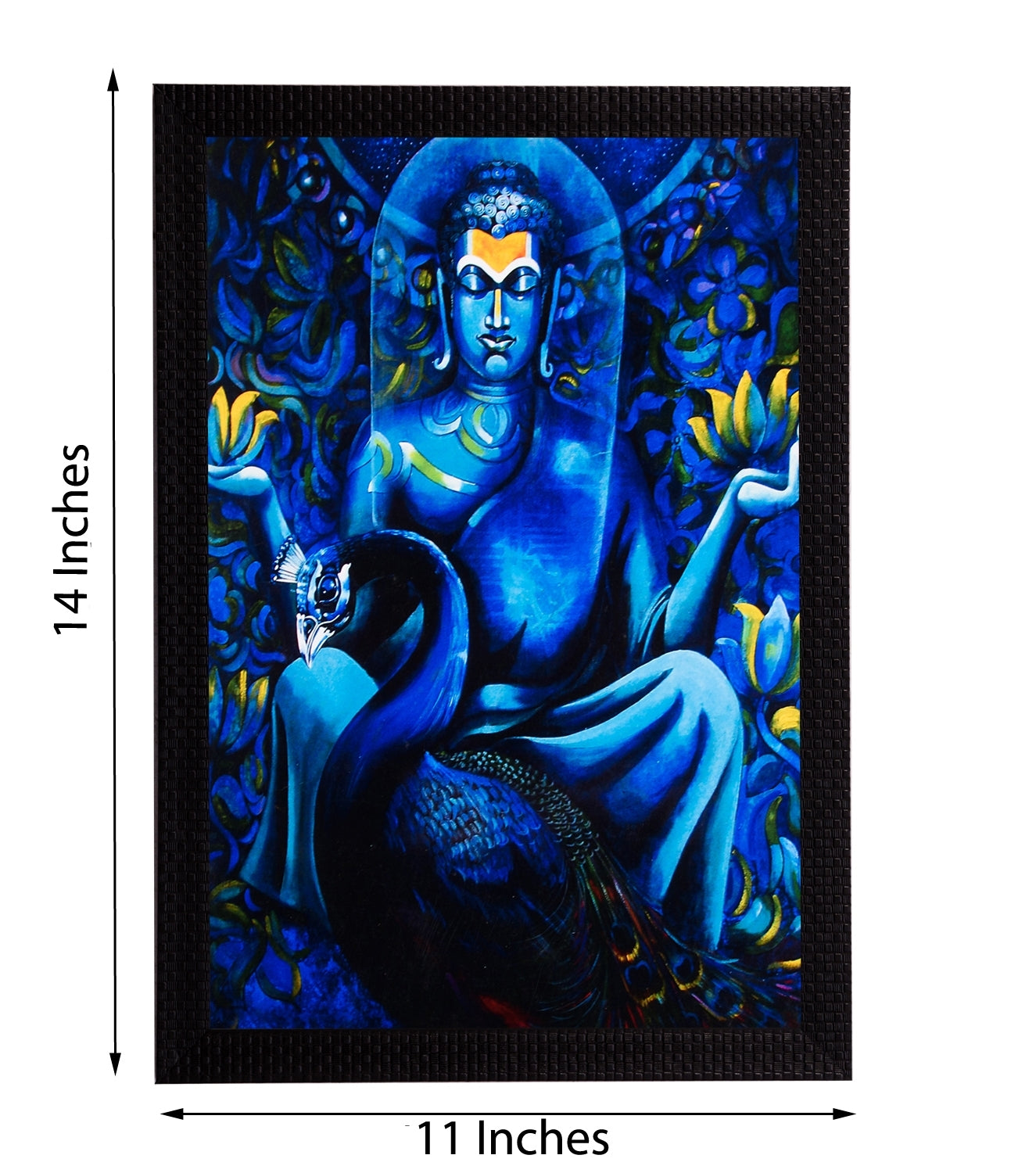 Blue Lord Buddha & Swan Satin Matt Texture UV Art Painting 2