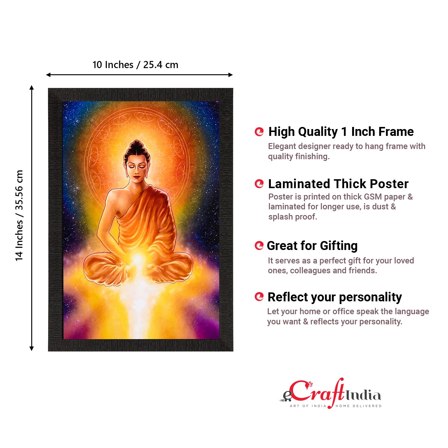 Meditating Lord Buddha & Light Satin Matt Texture UV Art Painting 3