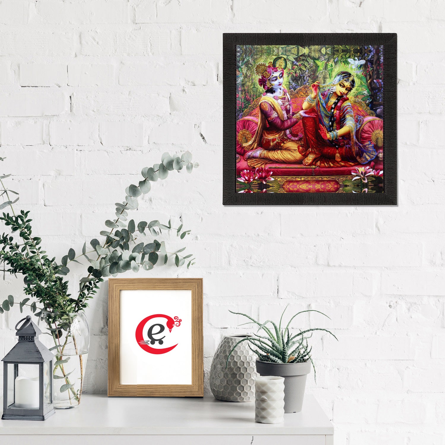 Radha Krishna Painting Digital Printed Religious Wall Art 1