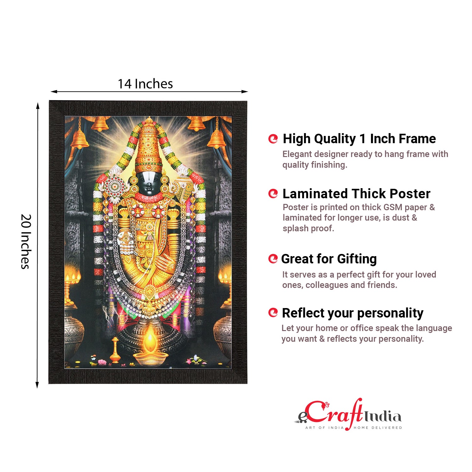 Lord Tirupati Balaji Painting Digital Printed Religious Wall Art 2