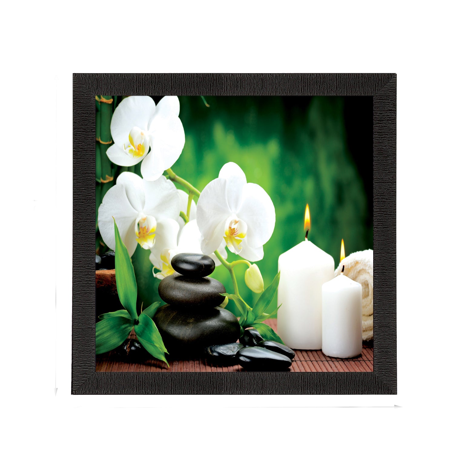 White Flower and Candle Satin Matt Texture UV Art Painting