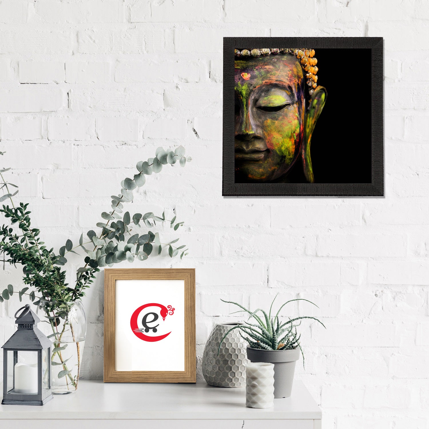 Enlightening Lord Buddha Face Painting Digital Printed Religious Wall Art 1