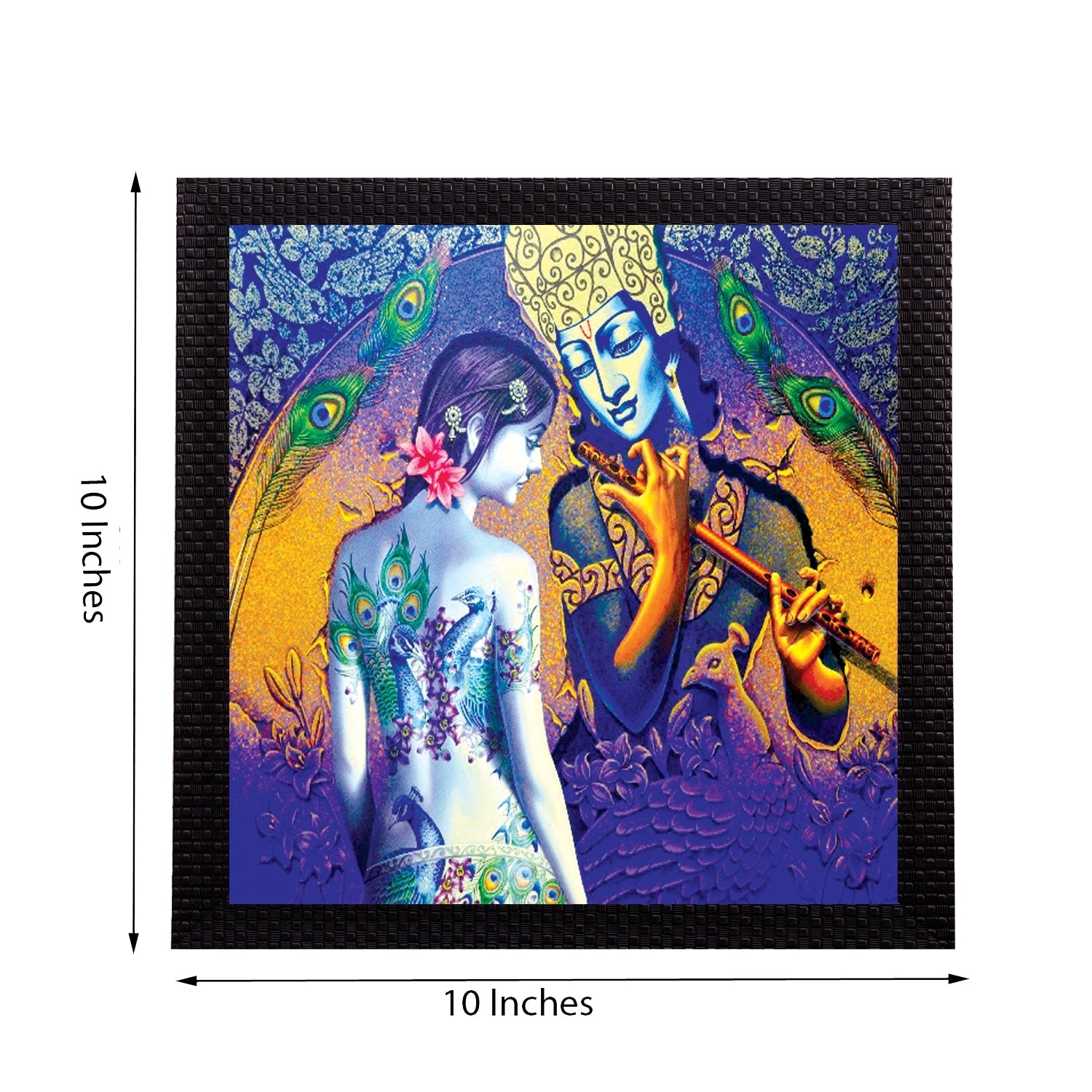 Artistic Lady and Krishna Figurine Satin Matt Texture UV Art Painting 1