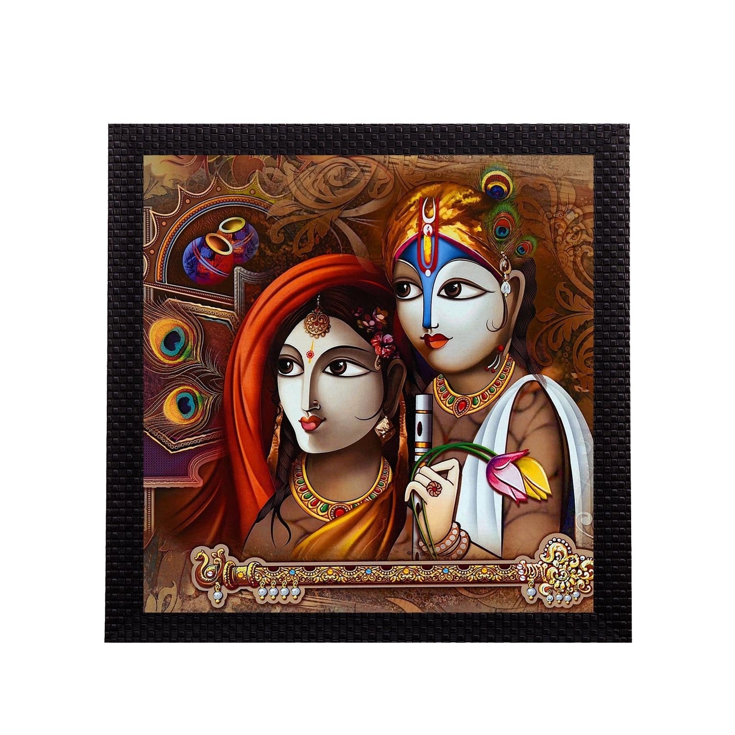 Divine Krishna Radha Satin Matt Texture UV Art Painting